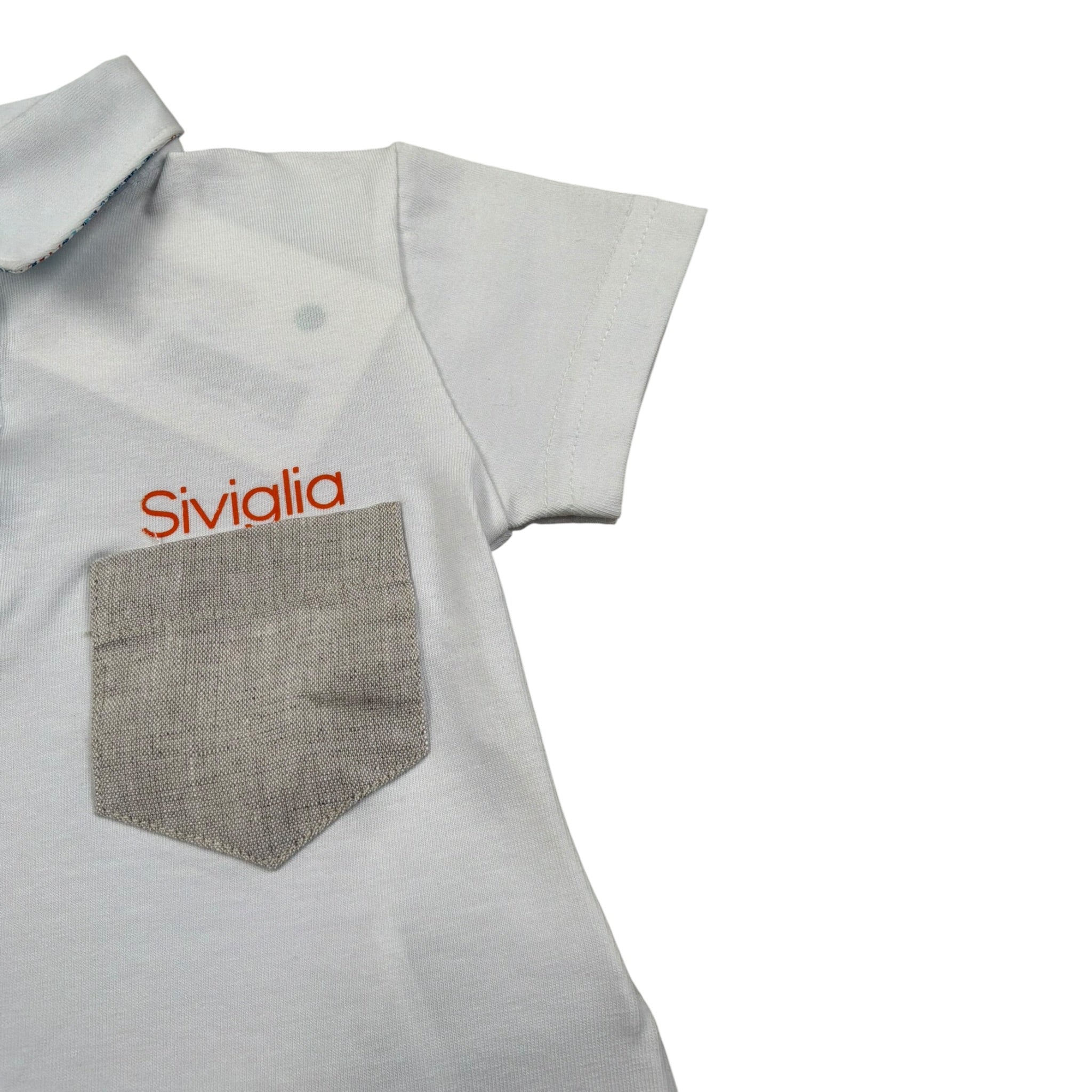 Siviglia Polo Mezza Manica Tinta Unita con Taschino per Neonato SVNTS17280 BIANCO SIVIGLIA 
