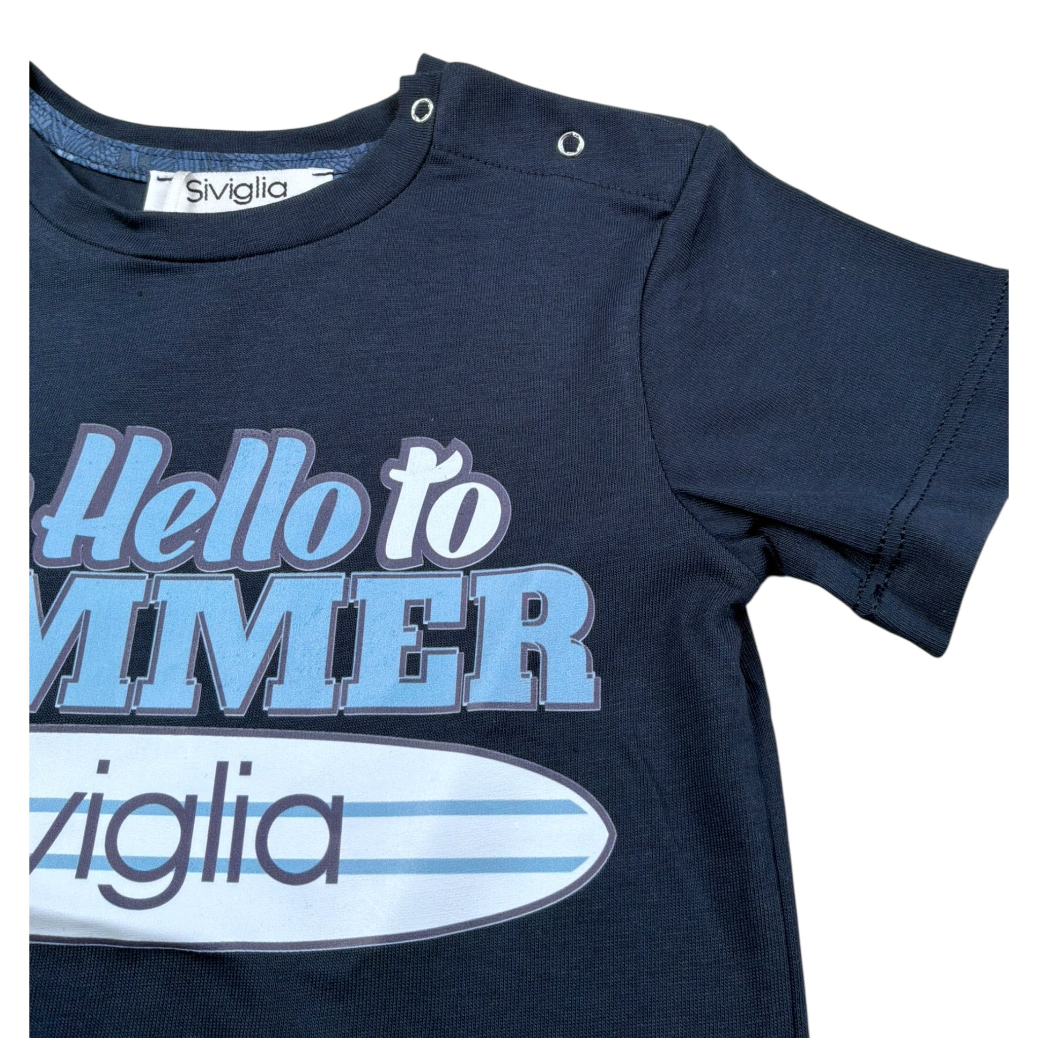 Siviglia T-Shirt Girocollo Tinta Unita con Stampa per Neonato SVNTS17290 BLU SIVIGLIA 