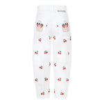 Stella Mccartney Pantalone Tinta Unita con Ricami Ciliegie per Bambina TW6B800 BIANCO STELLA McCARTNEY 