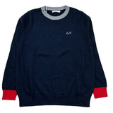 Sun68 Maglia Girocollo Tinta Unita con Logo per Bambino K32307 BLU SUN68 