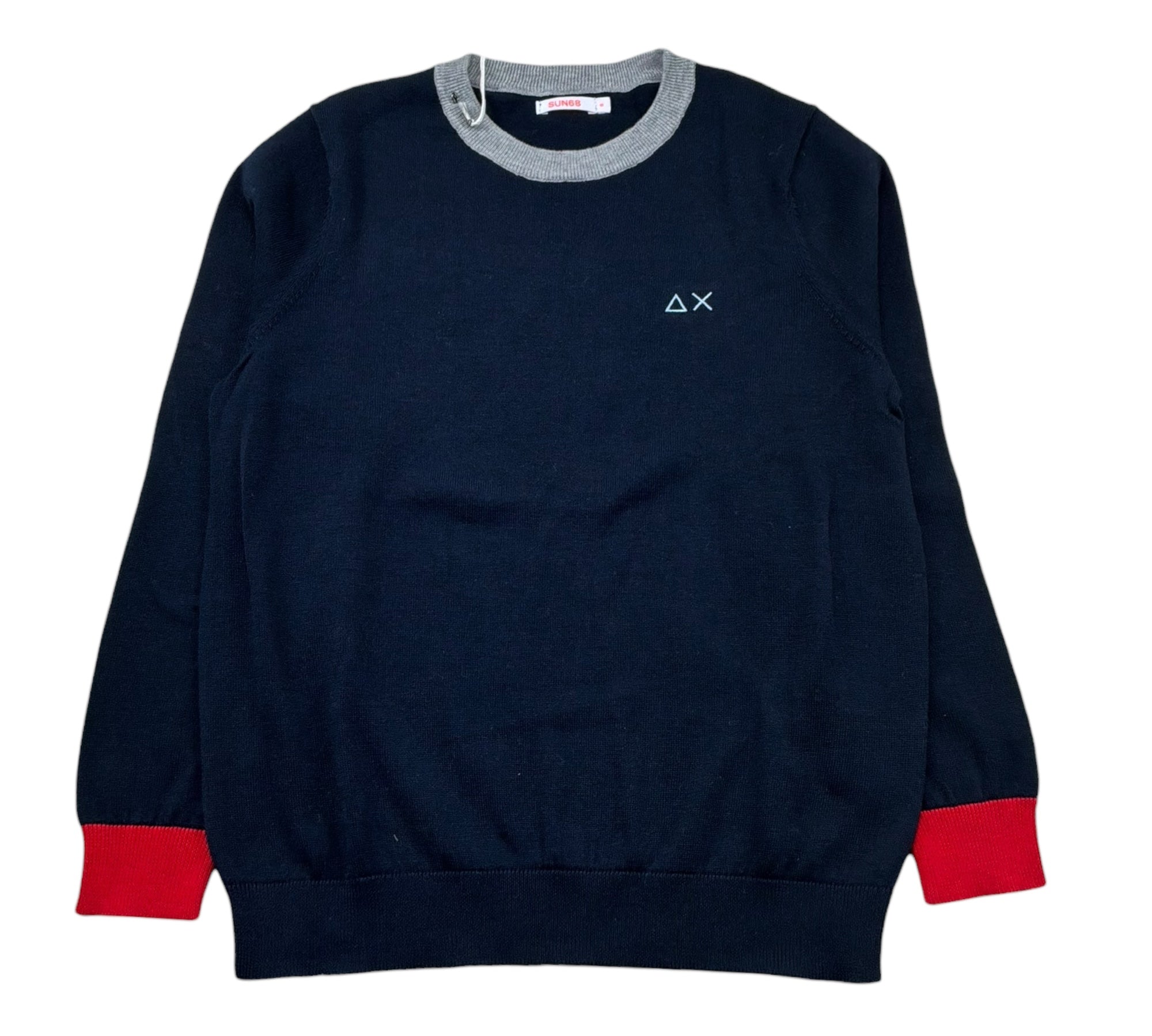 Sun68 Maglia Girocollo Tinta Unita con Logo per Bambino K32307 BLU SUN68 