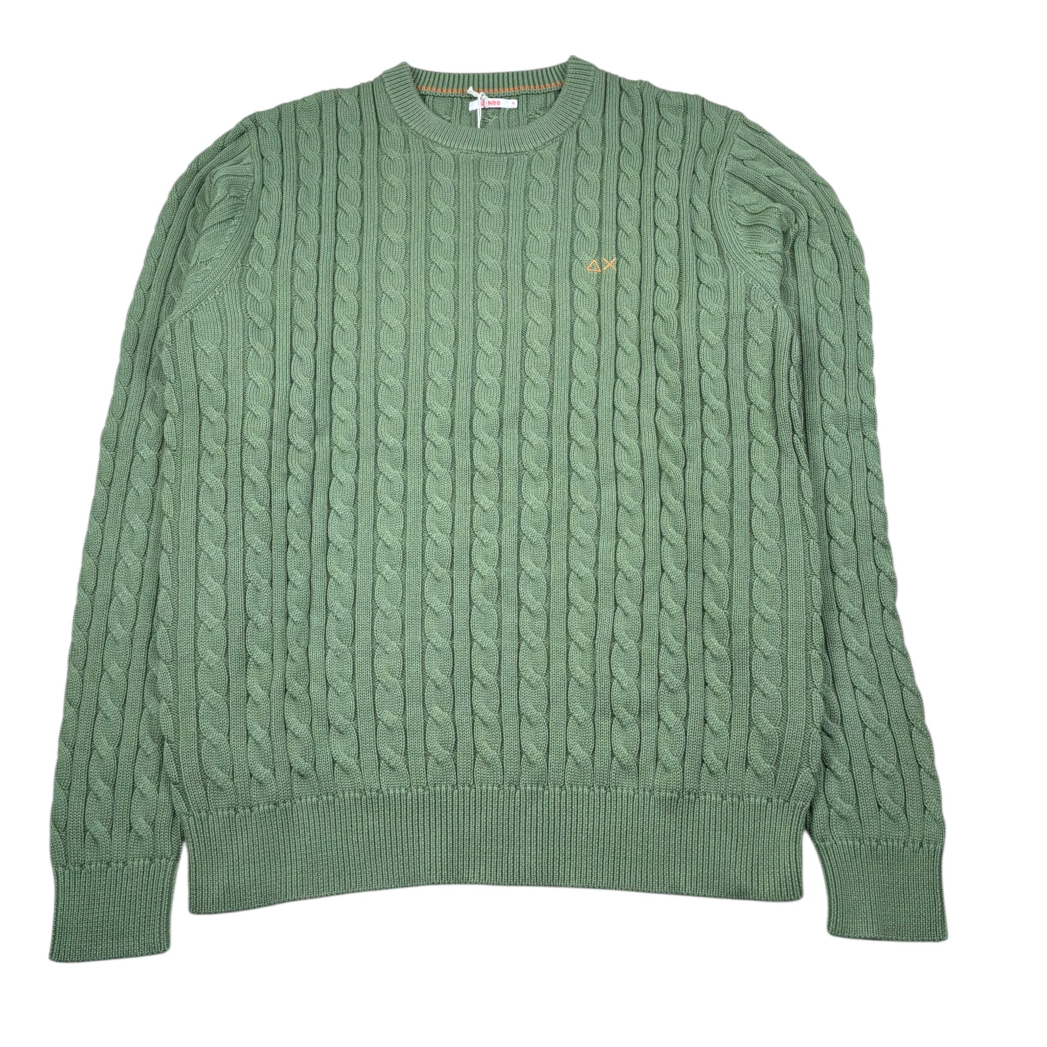 Sun68 Maglia Girocollo Tinta Unita con Logo per Bambino K353155 VERDE SUN68 