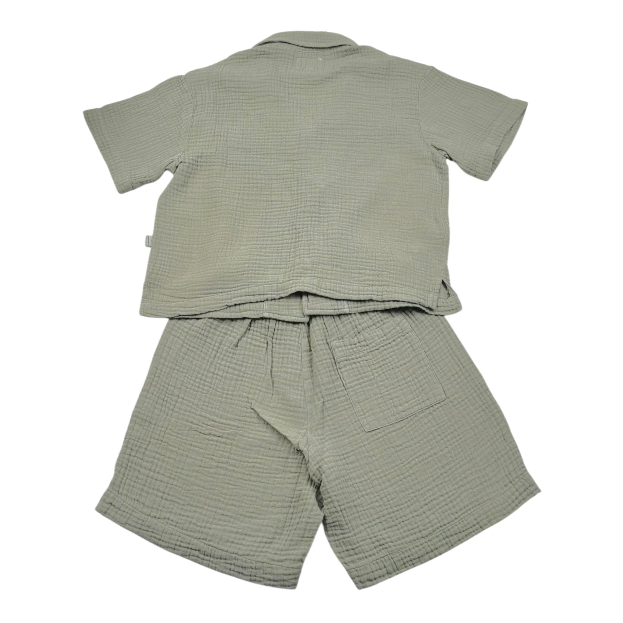 Teddy E Minou Completo 2 Pezzi Camicia-Bermuda Tinta Unita per Neonato E25CP075C6041 VERDE TEDDY E MINOU 