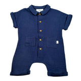 Teddy E Minou Pagliaccetto Mezza Manica Tinta Unita per Neonato E25TU008C0070X BLU TEDDY E MINOU 