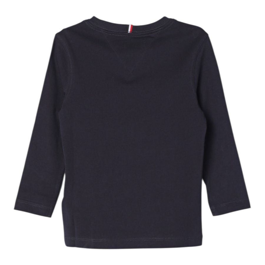 Tommy Hilfiger Shirt Tinta Unita Girocollo con Stampa per Neonato KB0KB08672 BLU TOMMY HILFIGER 