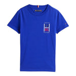 Tommy Hilfiger T-Shirt Girocollo Tinta Unita con Stampa per Bambino KB0KB09536 BLU TOMMY HILFIGER 