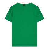Tommy Hilfiger T-Shirt Girocollo Tinta Unita con Logo per Bambino KB0KB09538X VERDE TOMMY HILFIGER 