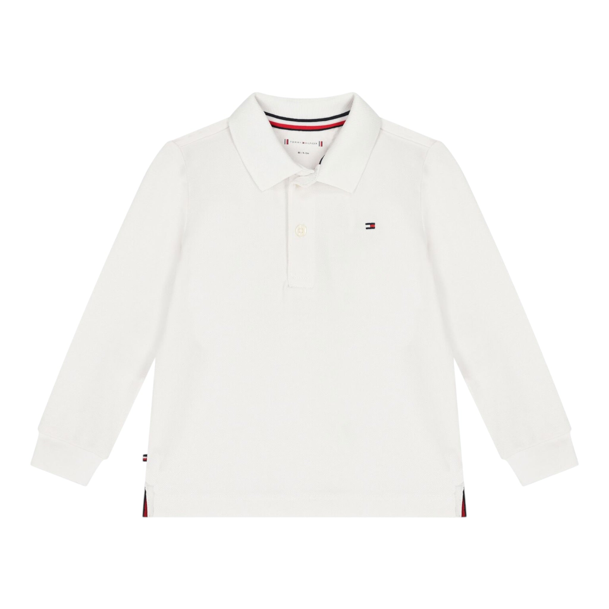 Tommy Hilfiger Polo Manica Lunga Tinta Unita per Neonato KN0KN01848 BIANCO TOMMY HILFIGER 