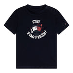 Tommy Hilfiger T-Shirt Girocollo Tinta Unita con Logo per Neonato KN0KN02024 BLU TOMMY HILFIGER 
