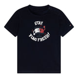 Tommy Hilfiger T-Shirt Girocollo Tinta Unita con Logo per Neonato KN0KN02024 BLU TOMMY HILFIGER 