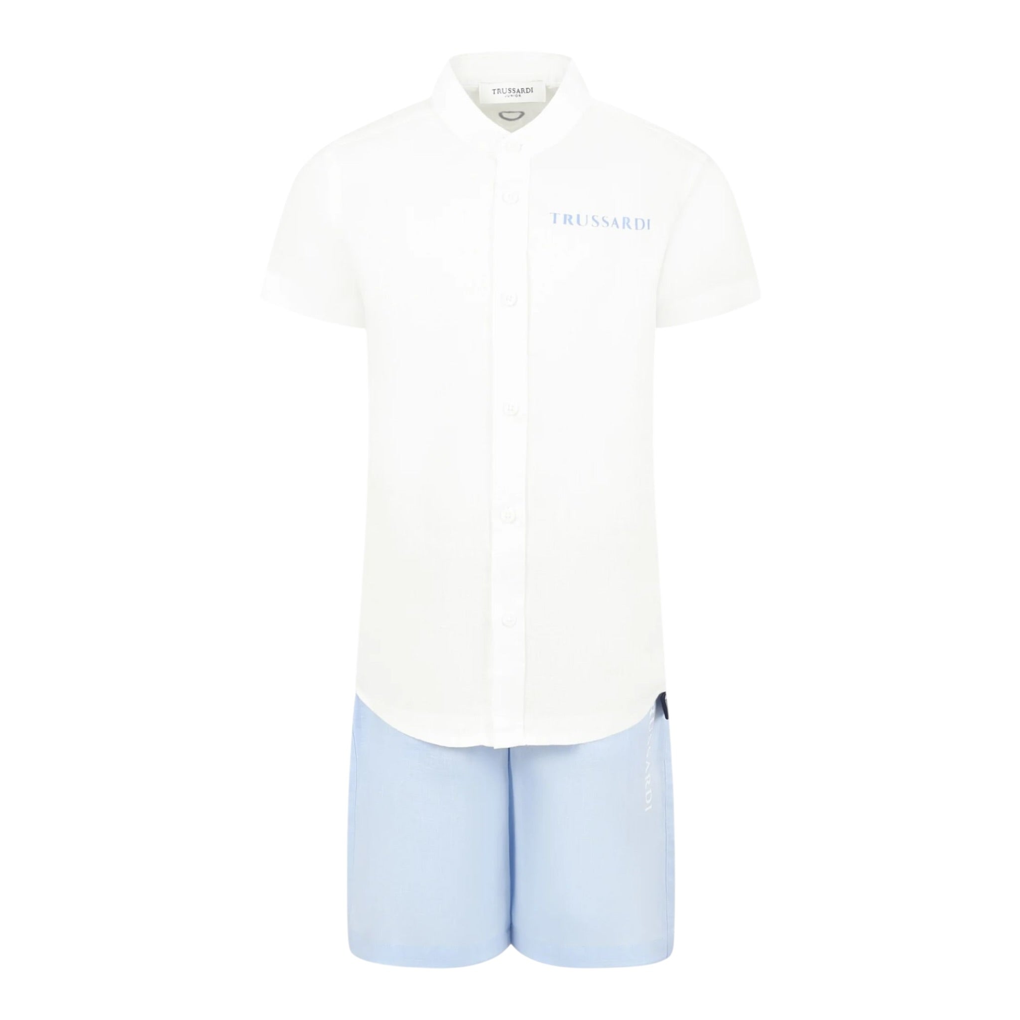 Trussardi Completo 2 Pezzi Bicolore Camicia-Bermuda Bianco/Azzurro per Bambino TBP25013CLX BIANCO/AZZURRO TRUSSARDI 