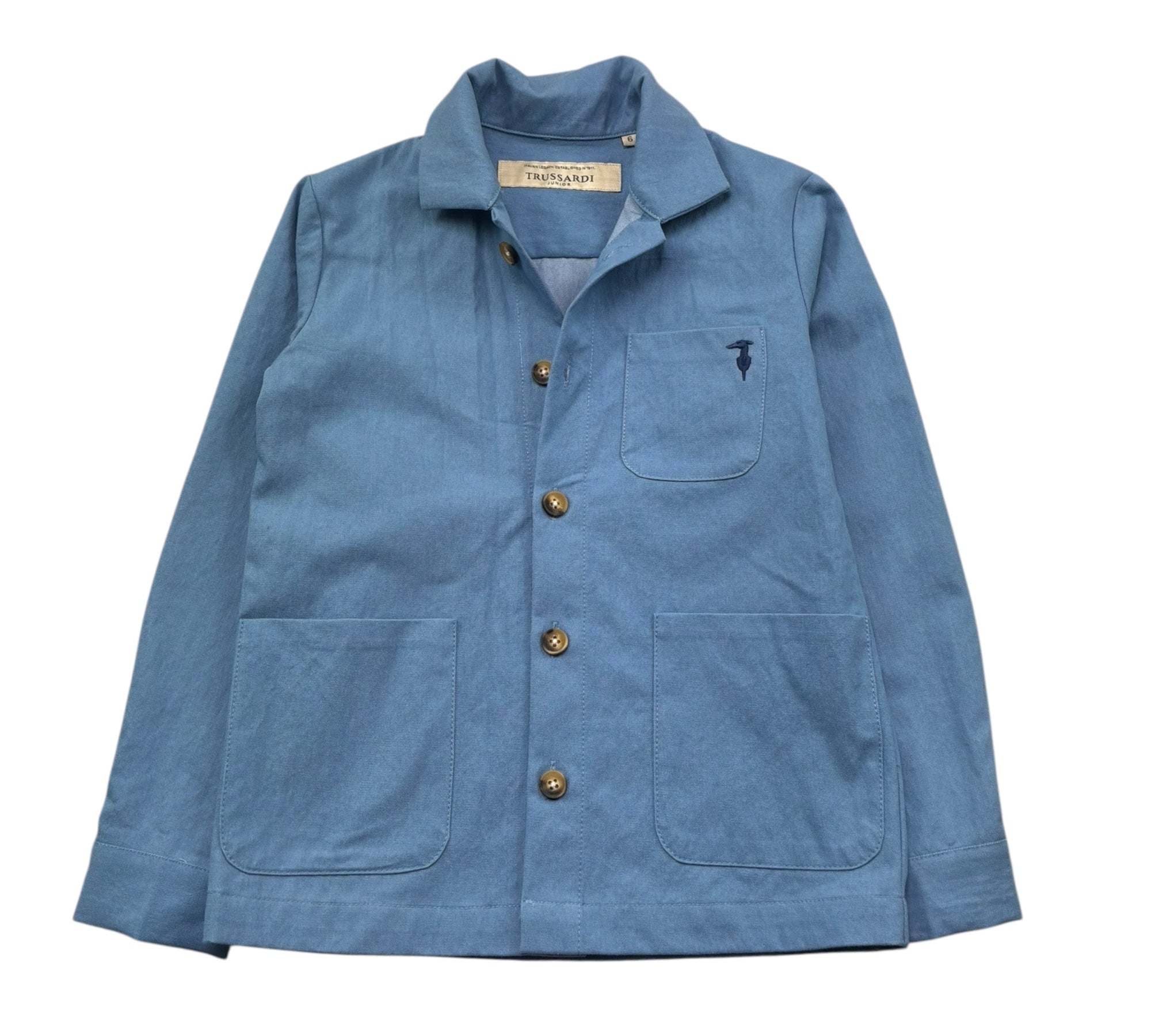 Trussardi Camicia Manica Lunga Tinta Unita per Bambino TBP26035CA AZZURRO TRUSSARDI 