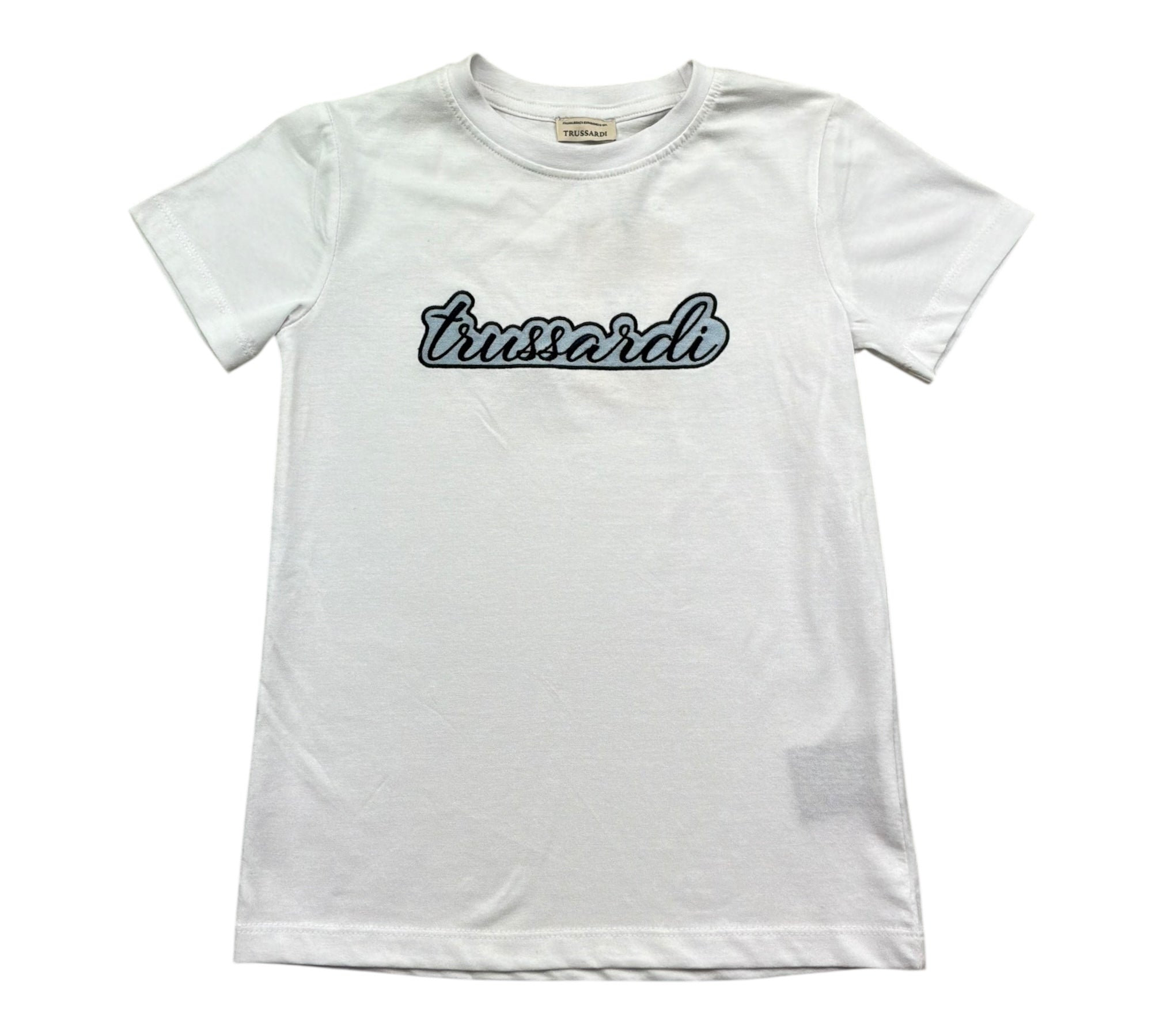 Trussardi T-Shirt Girocollo Tinta Unita con Stampa per Bambino TBP26041TS BIANCO TRUSSARDI 