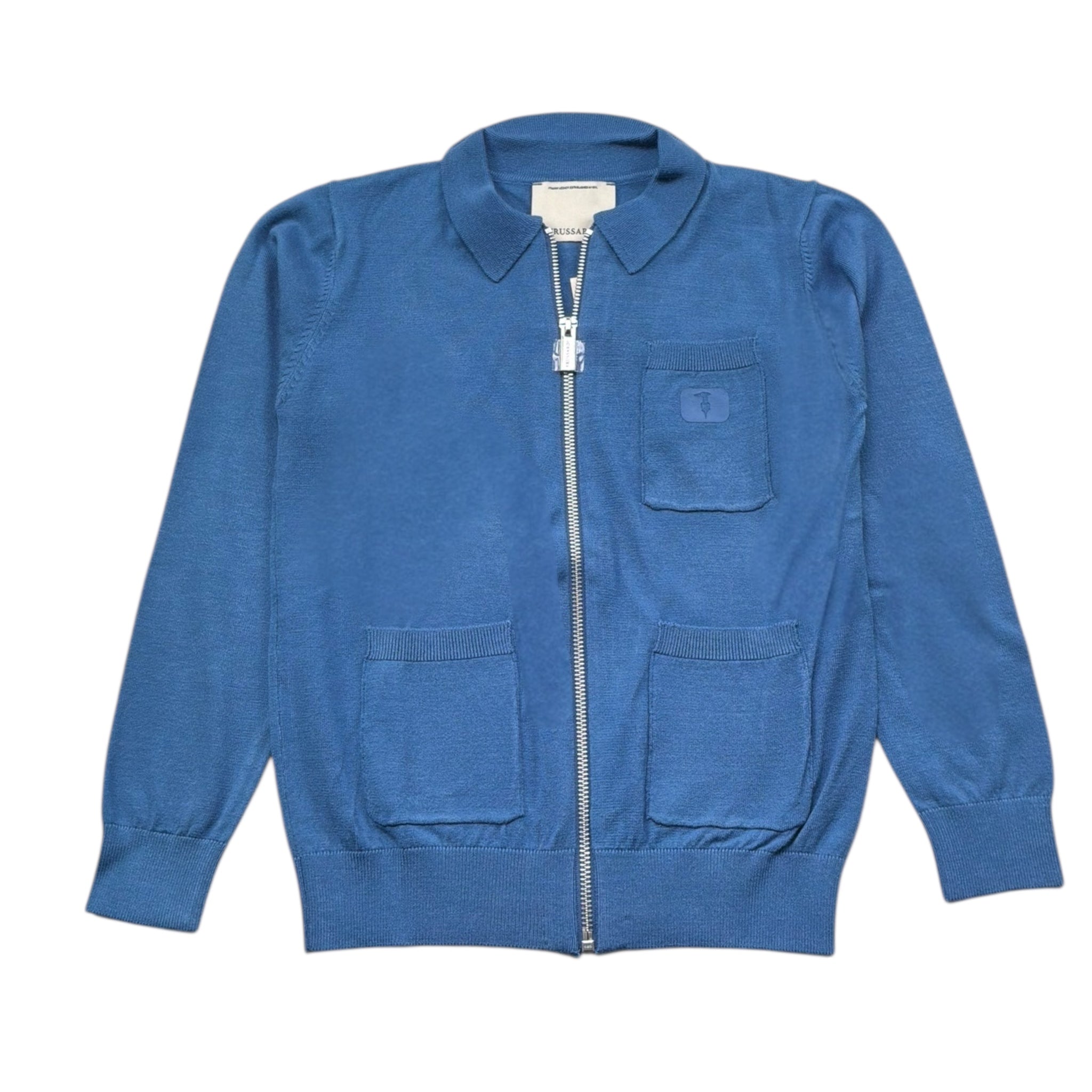 Trussardi Maglia Tinta Unita con Zip E Logo per Bambino TBP26115CD BLU TRUSSARDI 