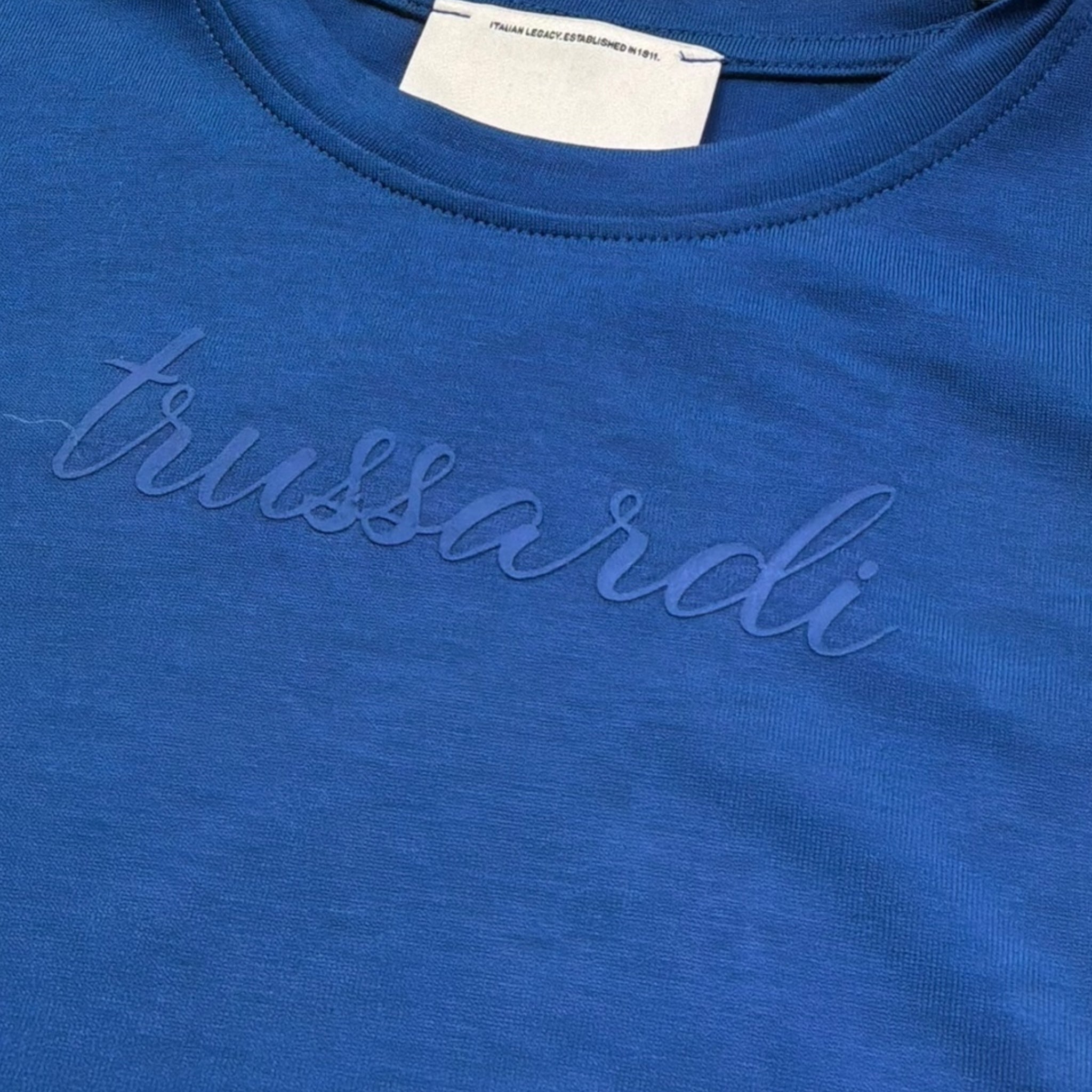 t.shirt girocollo tinta unita con stampa TGP26004TS BLU TRUSSARDI 