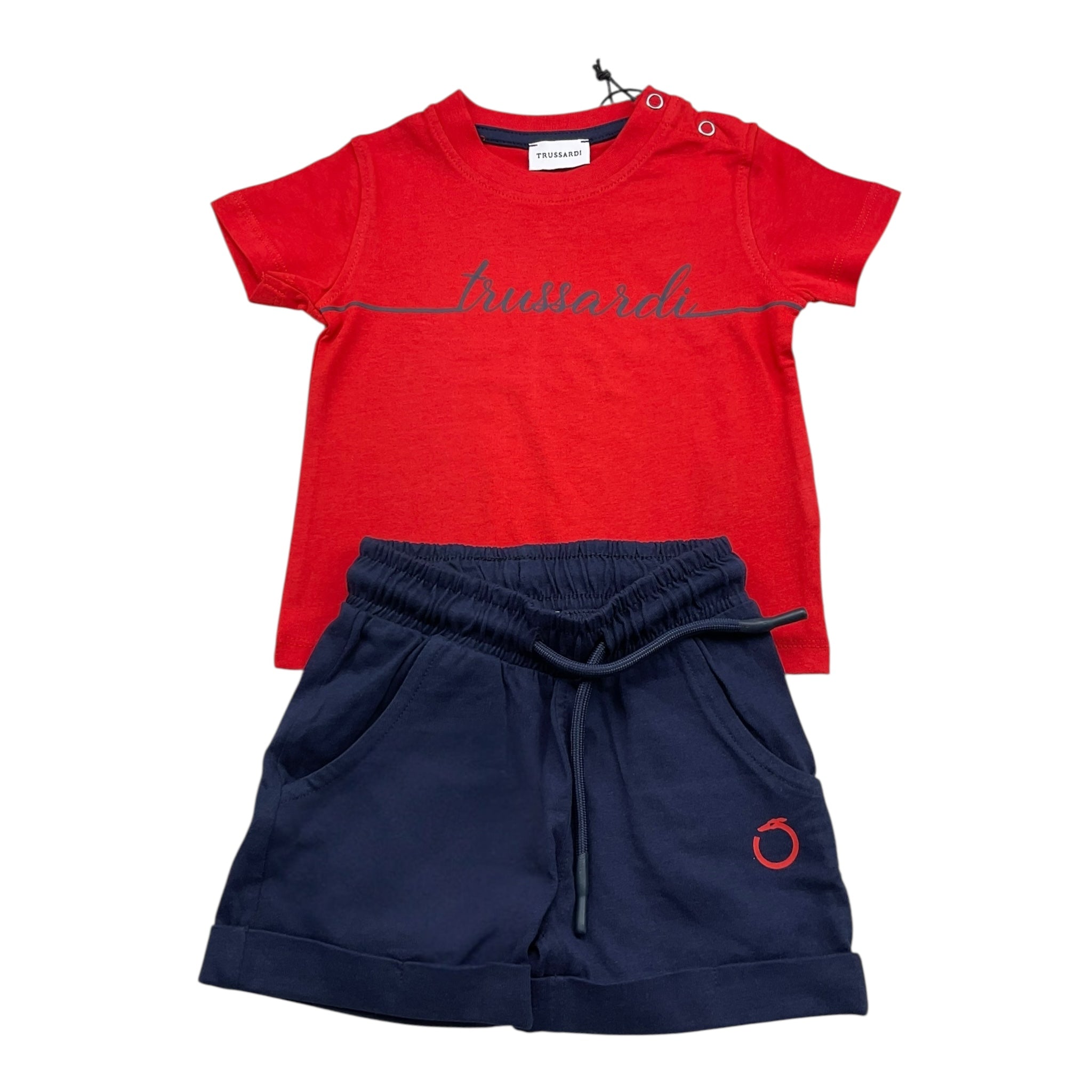 Trussardi Completo 2 Pezzi T-Shirt-Bermuda Bicolore per Neonato TIP25057CJ ROSSO/BLU TRUSSARDI 