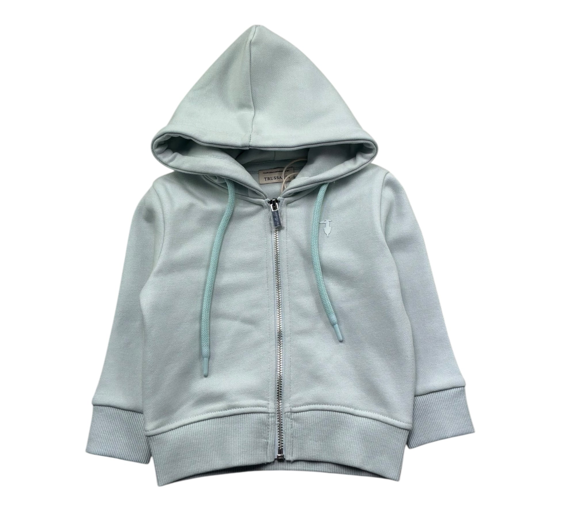 Trussardi Felpa con Zip E Cappuccio Tinta Unita per Neonato TIP26011FE VERDE ACQUA TRUSSARDI 