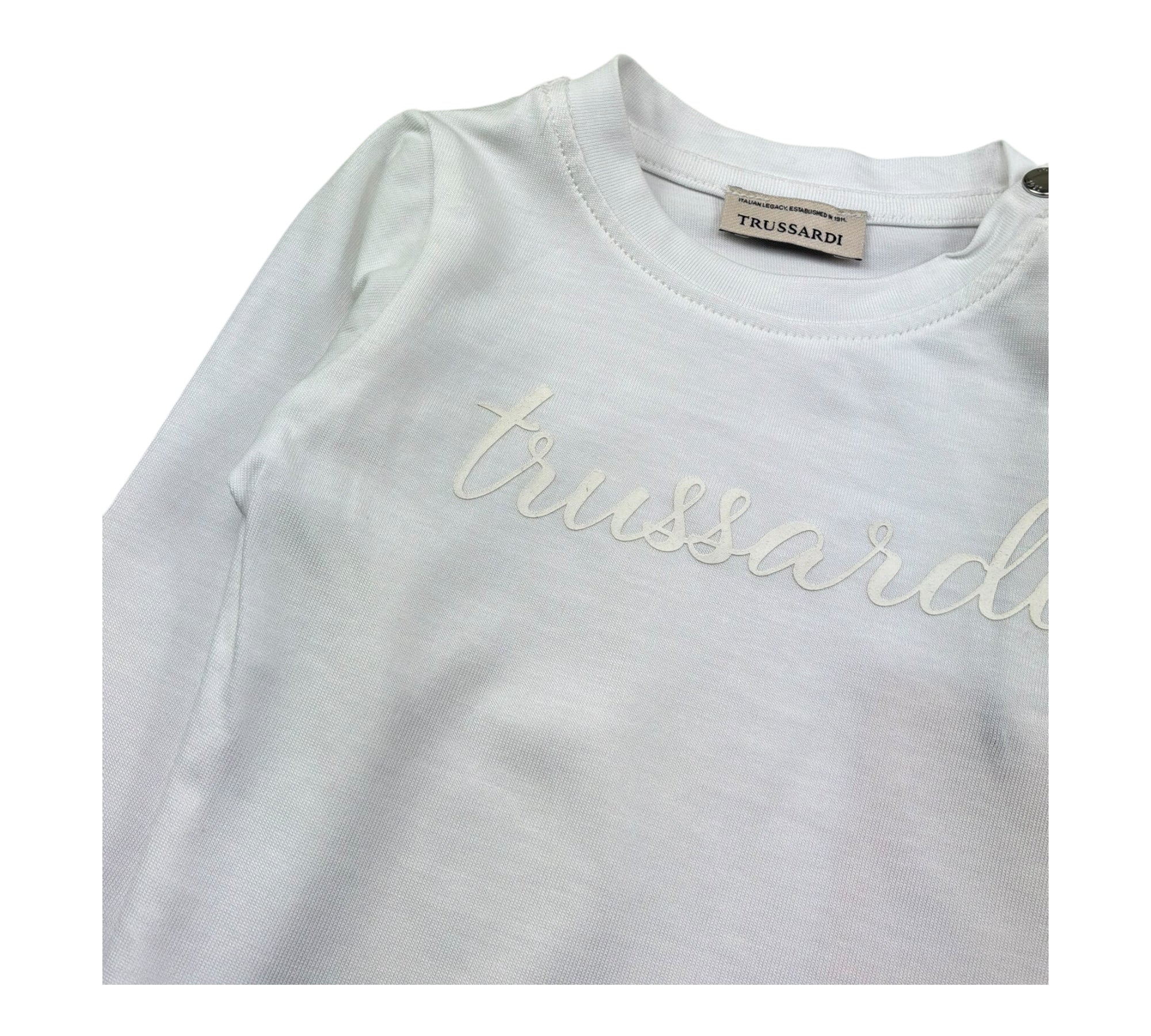 Trussardi Shirt Girocollo Tinta Unita con Logo per Neonata TIP26013TS BIANCO TRUSSARDI 