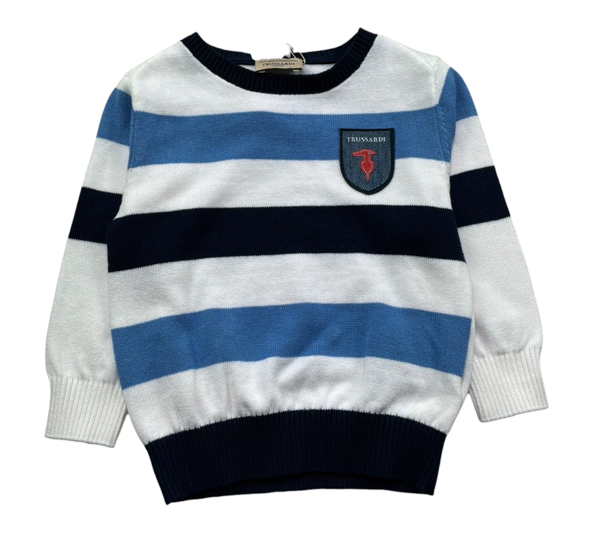 Trussardi Maglia Girocollo Fantasia A Righe per Neonato TIP26029MA BIANCO TRUSSARDI 