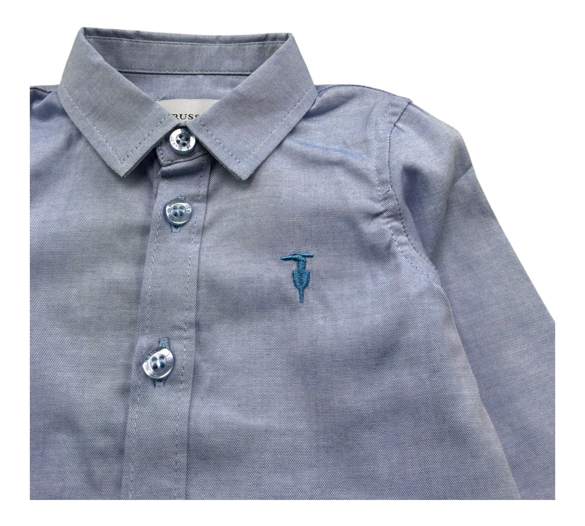 Trussardi Camicia Manica Lunga Tinta Unita per Neonato TIP26094CA AZZURRO POLVERE TRUSSARDI 