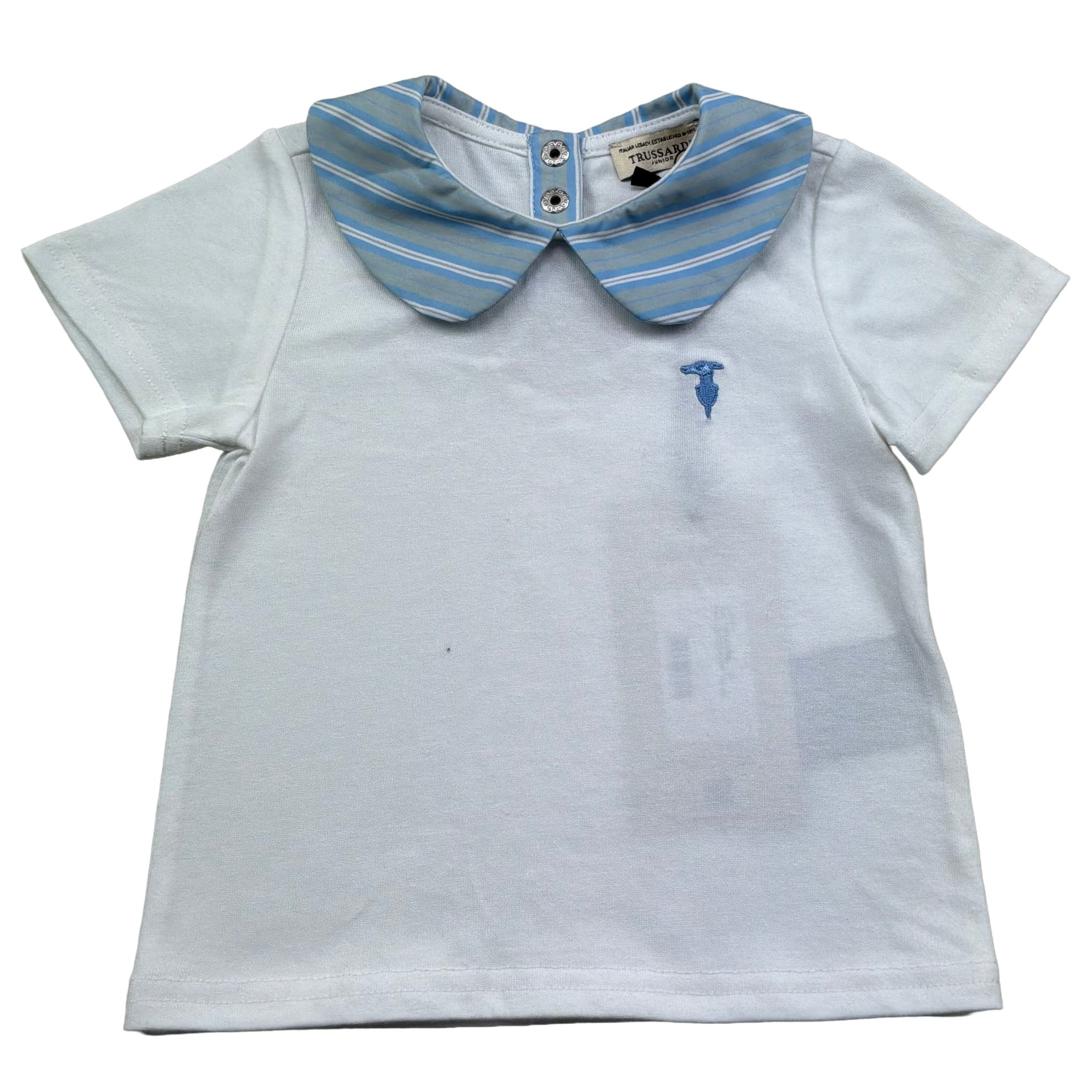 Trussardi T-Shirt Girocollo Tinta Unita con Colletto per Neonato TIP26119TS BIANCO TRUSSARDI 