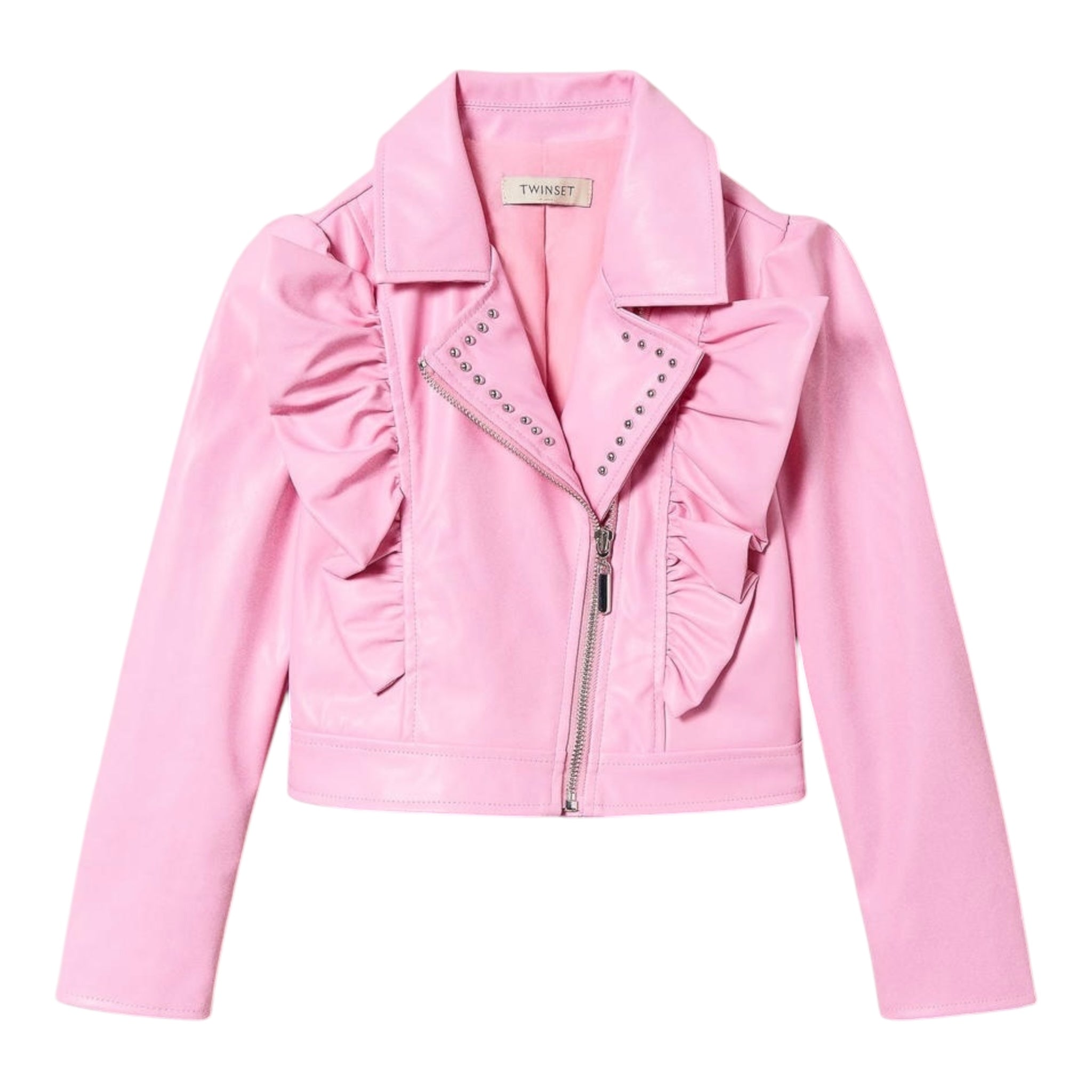 Twinset Chiodo In Ecopelle Tinta Unita per Bambina 241GJ2141 ROSA TWINSET 