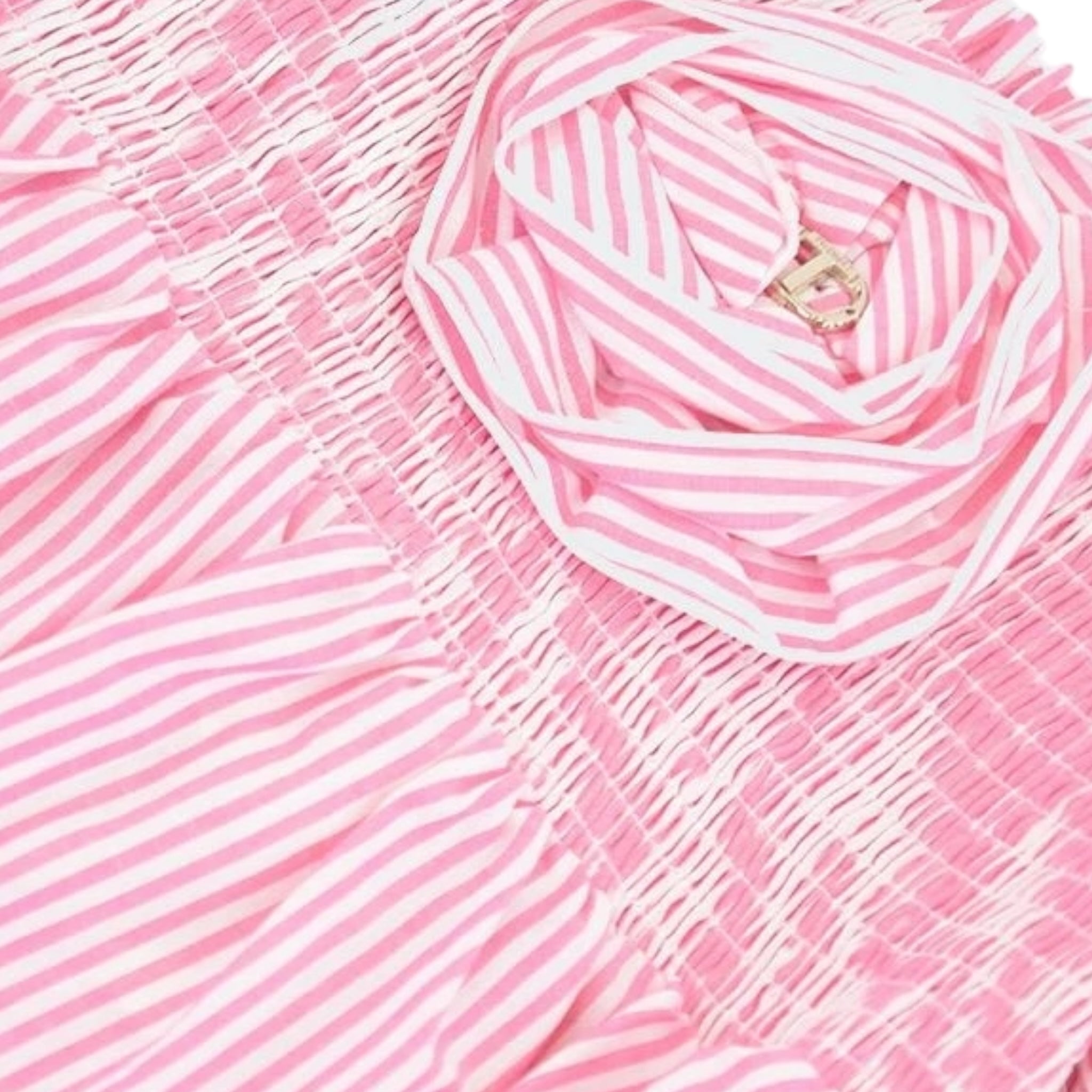 Twinset Abito Tinta Unita con Fantasia A Righe per Bambina 241GJ2211 ROSA TWINSET 
