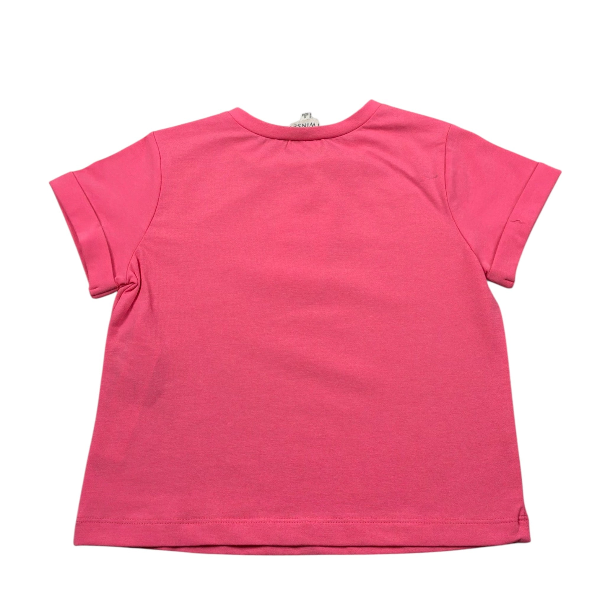 Twinset T-Shirt Girocollo tinta unita con Logo Rosa per Bambina 241GJ245 ROSA TWINSET 