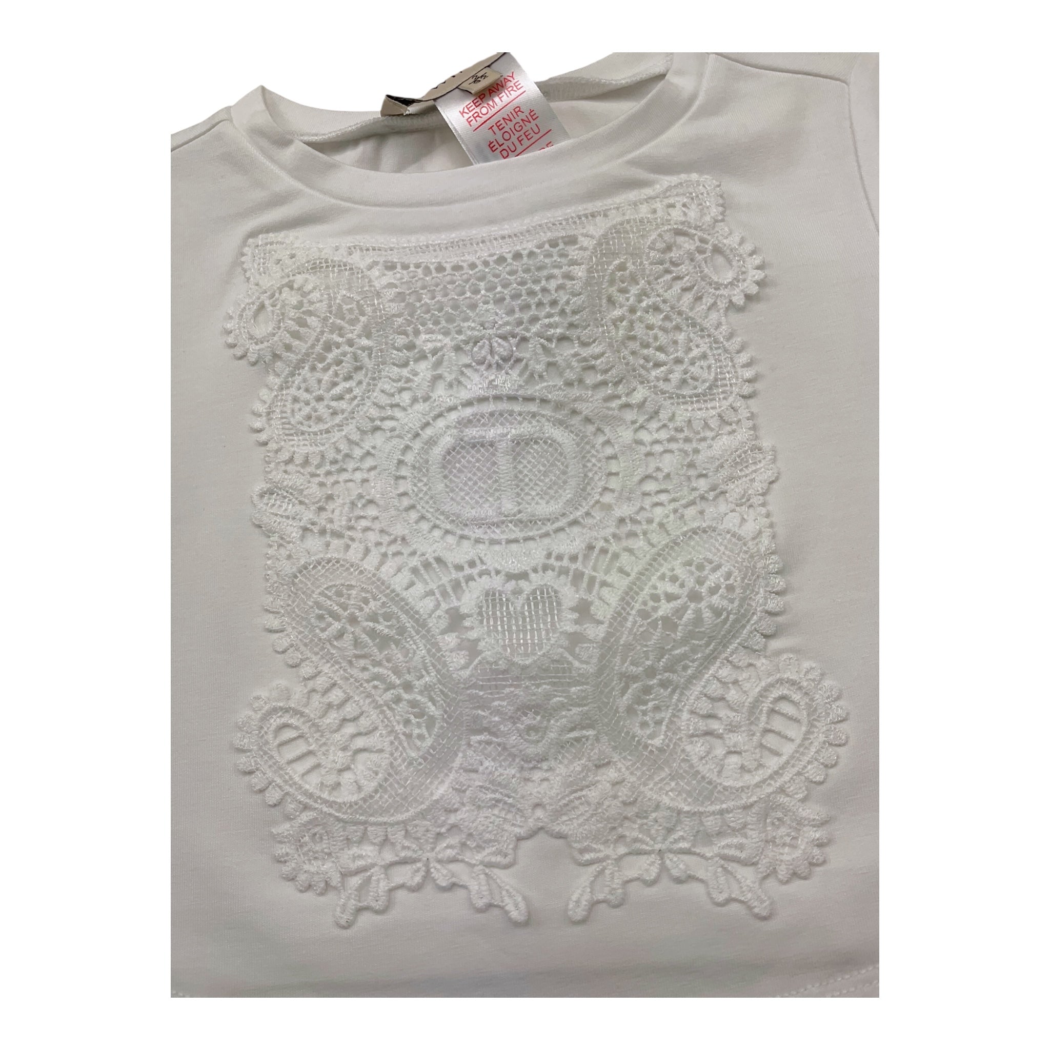 Twinset T-Shirt Girocollo Tinta Unita con Ricami per Bambina 251GJ2480 BIANCO TWINSET 