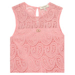 Twinset Abito Giromanica tinta unita Traforato Rosa per Bambina 251GJ2QR3X ROSA TWINSET 