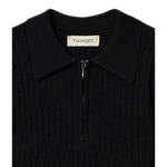 Twinset Abito Mezza Manica Tinta Unita con Zip E Colletto per Bambina 251GJ3401X NERO TWINSET 