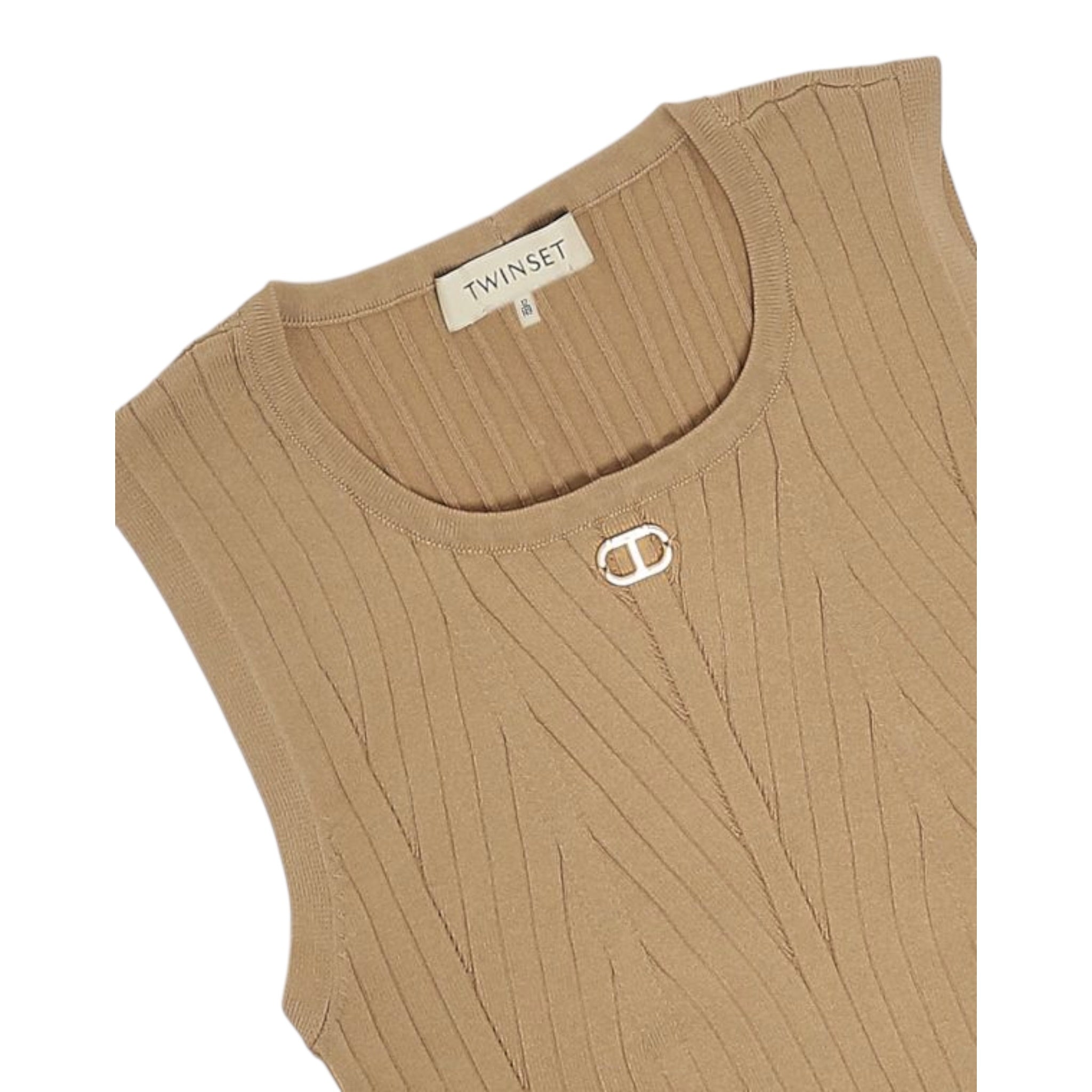 Twinset Canotta Tinta Unita con Logo per Bambina 251GJ3404 BEIGE TWINSET 
