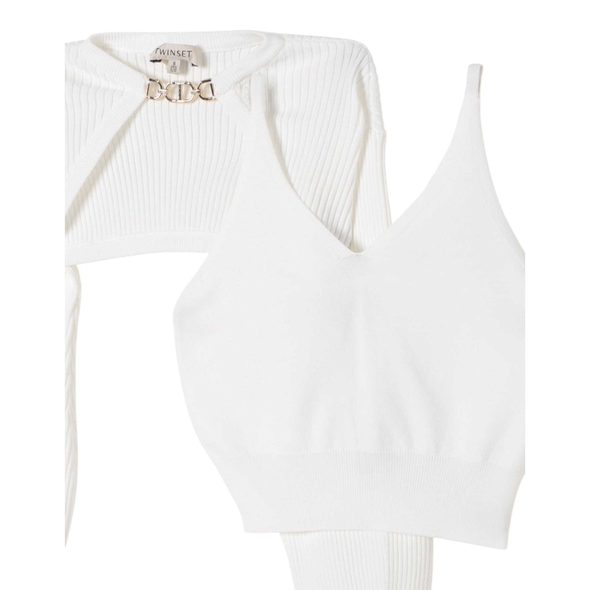 Twinset Set Top-Maglia Tinta Unita per Bambina 251GJ3QW6 PANNA TWINSET 