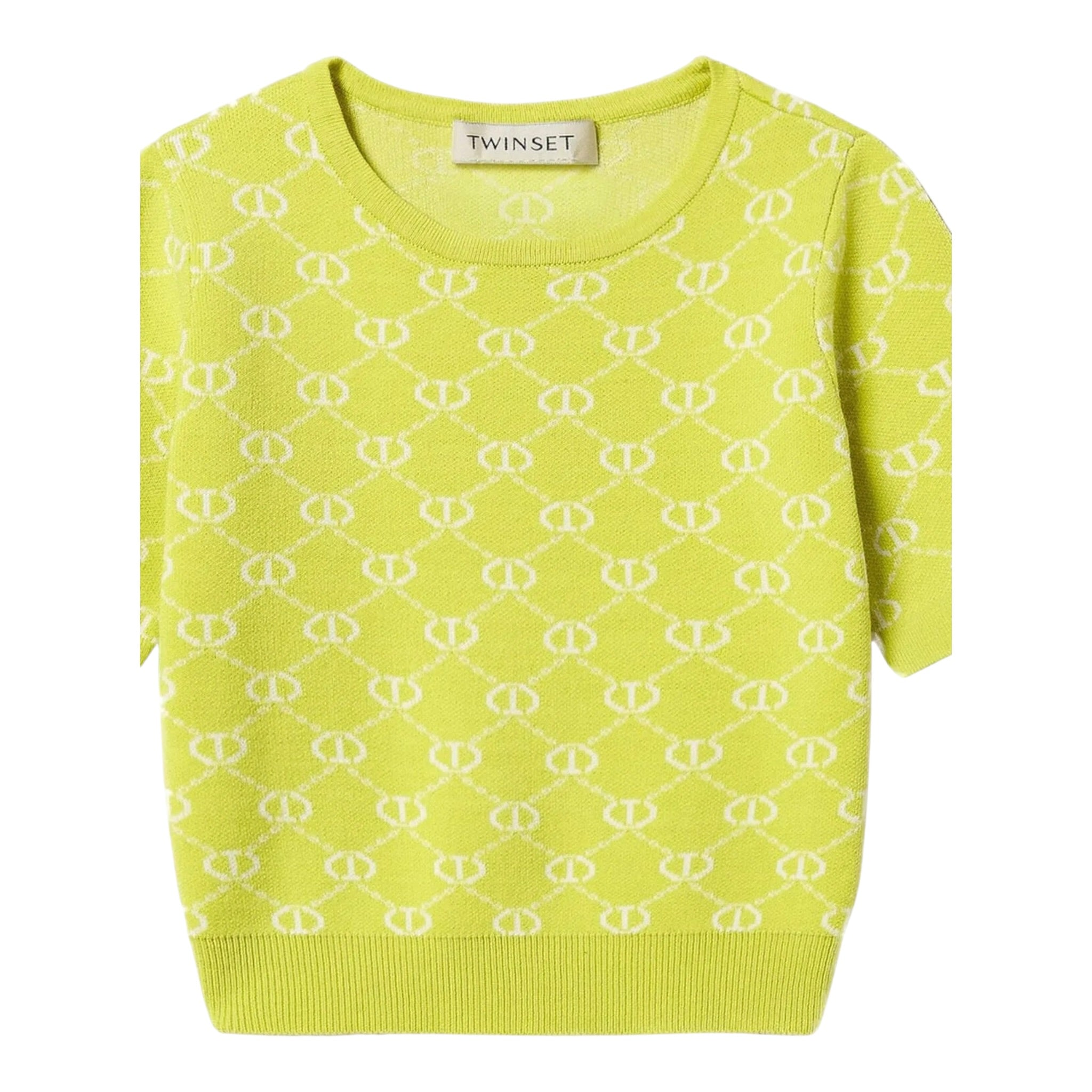 Twinset T-Shirt In Maglia Tinta Unita Logata per Bambina 251GJ3QX1X GIALLO TWINSET 