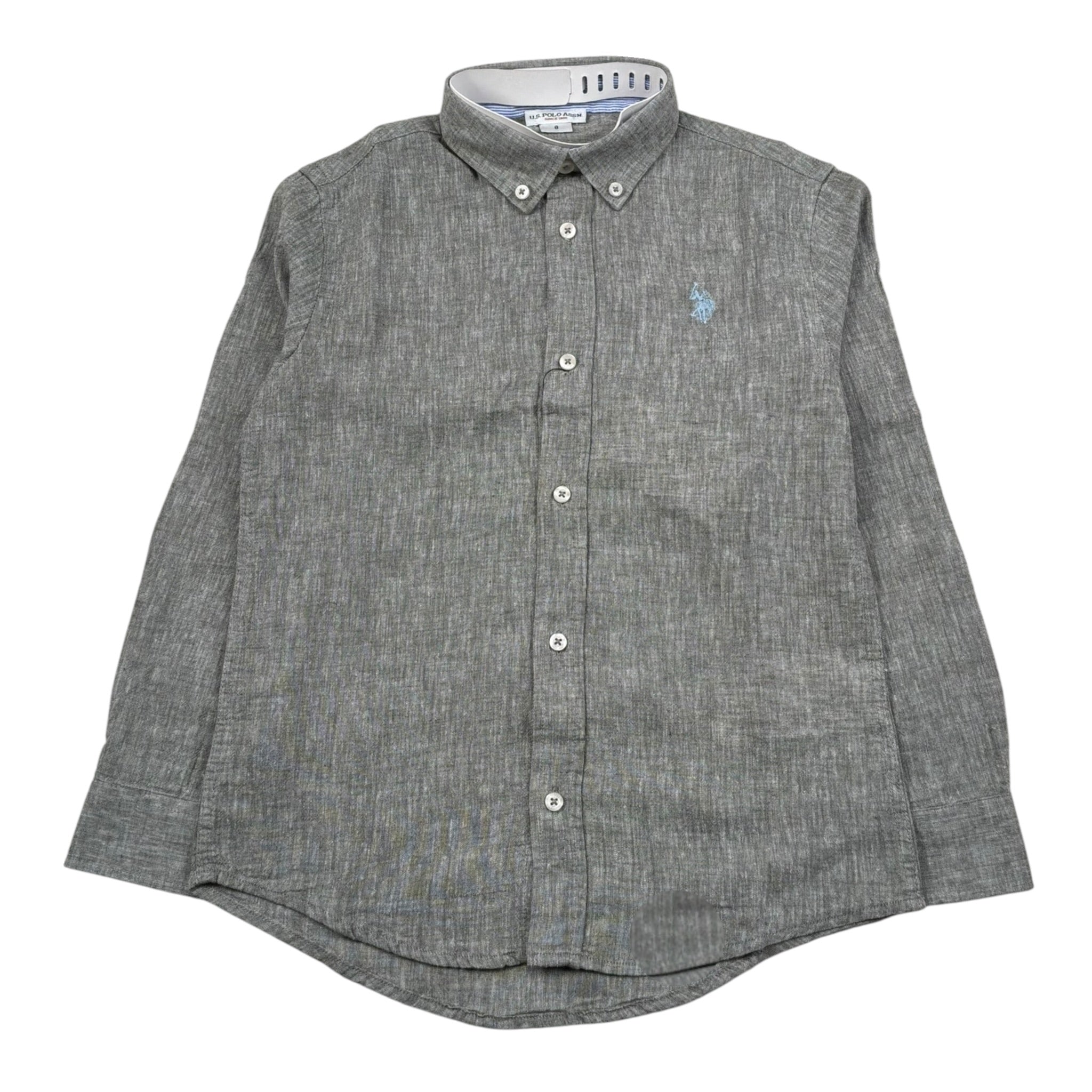 U.S. Polo Assn Camicia Manica Lunga Tinta Unita con Logo per Bambino US41504004 VERDE U.S. POLO ASSN 
