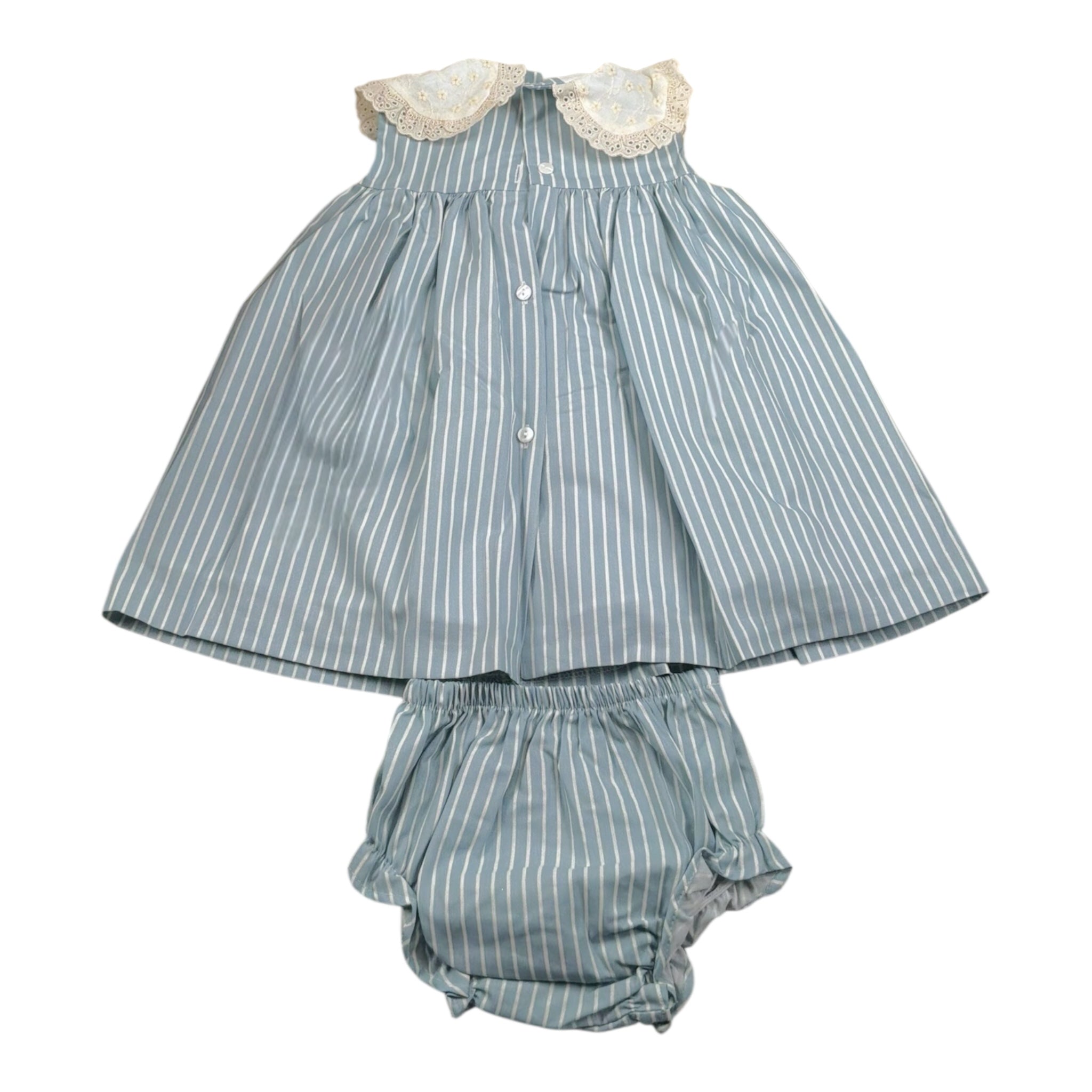 Valentina Bebes Set Abito-Coulotte Tinta Unita con Fantasia A Righe per Bambina LOVE8J AZZURRO VALENTINA BEBES 