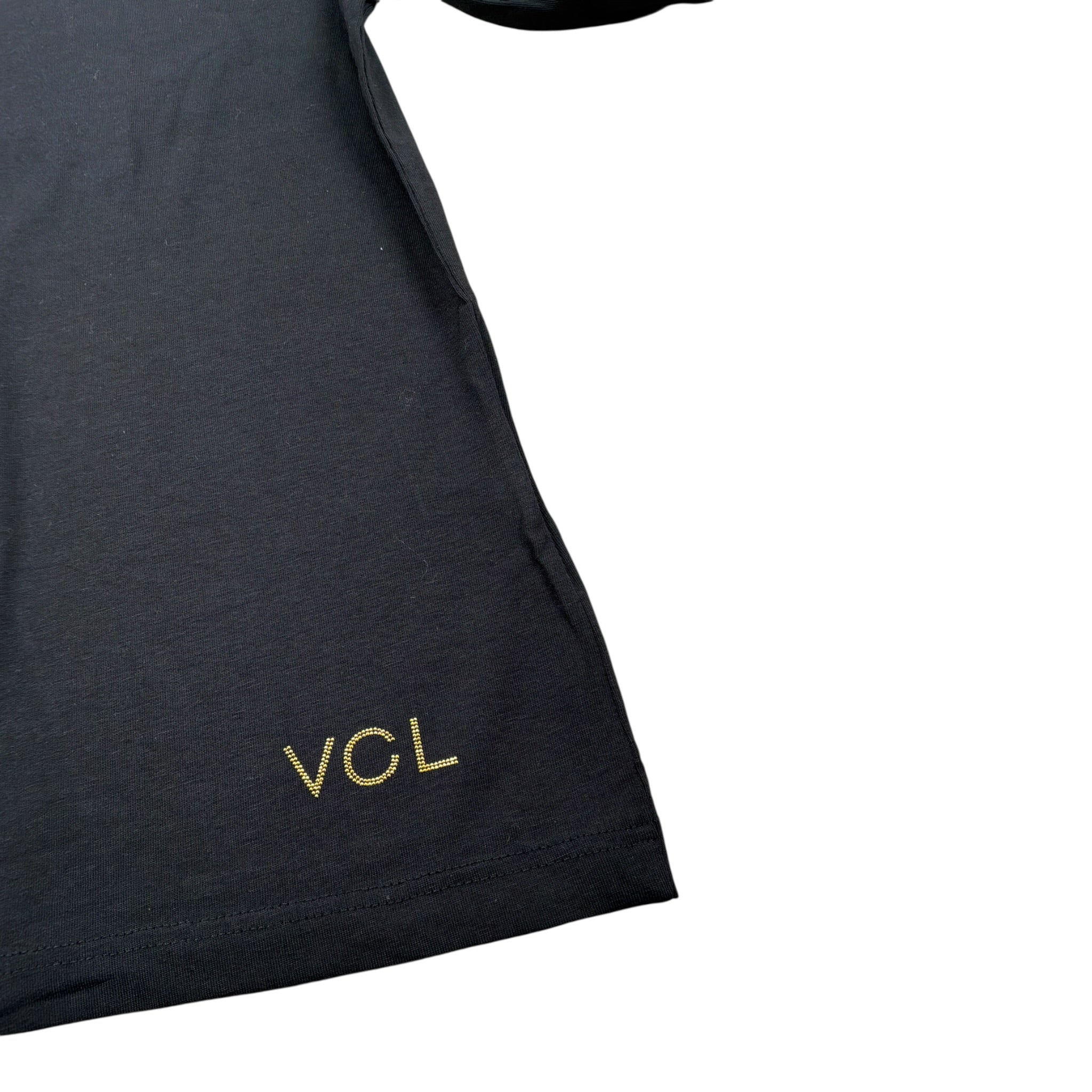 Vicolo T-Shirt Girocollo tinta unita con Logo Nero per Bambina 31460234 NERO VICOLO 