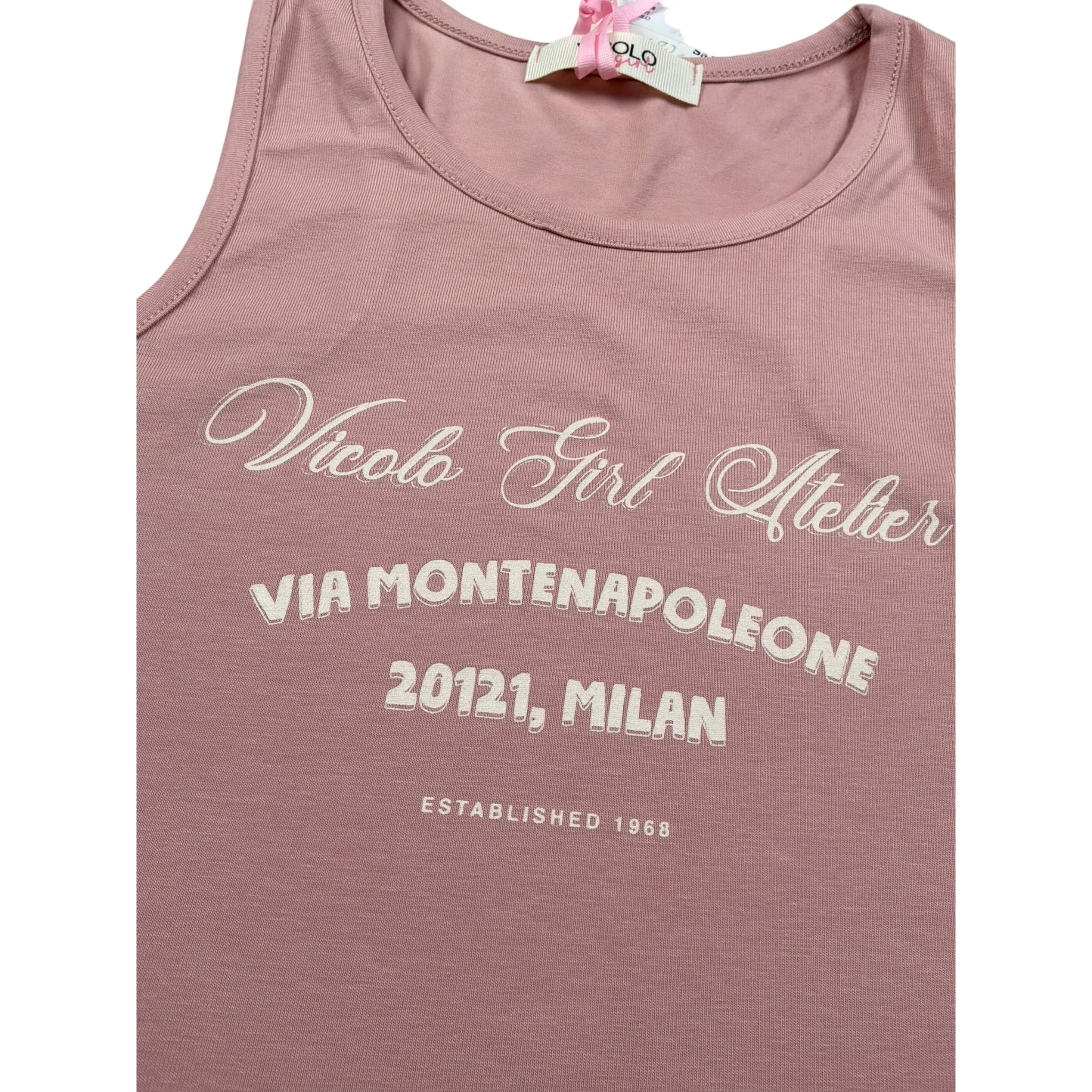 Vicolo Canotta Girocollo Tinta Unita con Stampa per Bambina 3146M002699X ROSA VICOLO 