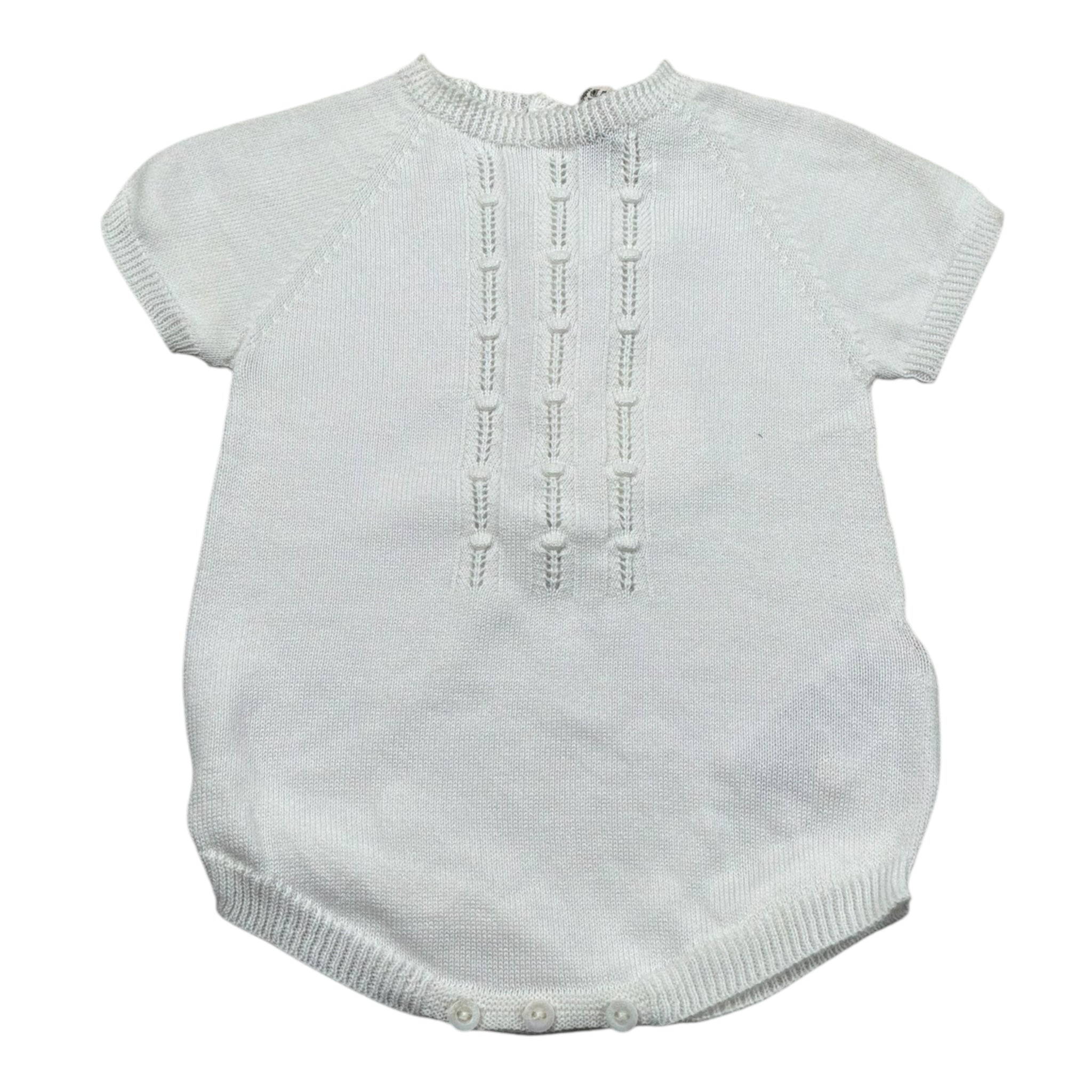 Wedoble Pagliaccetto Mezza Manica Tinta Unita con Ricami per Neonato V2401305R BIANCO WEDOBLE 