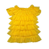 Y-Clu Abito Tinta Unita con Balze per Bambina Y19170 GIALLO Y-CLU 