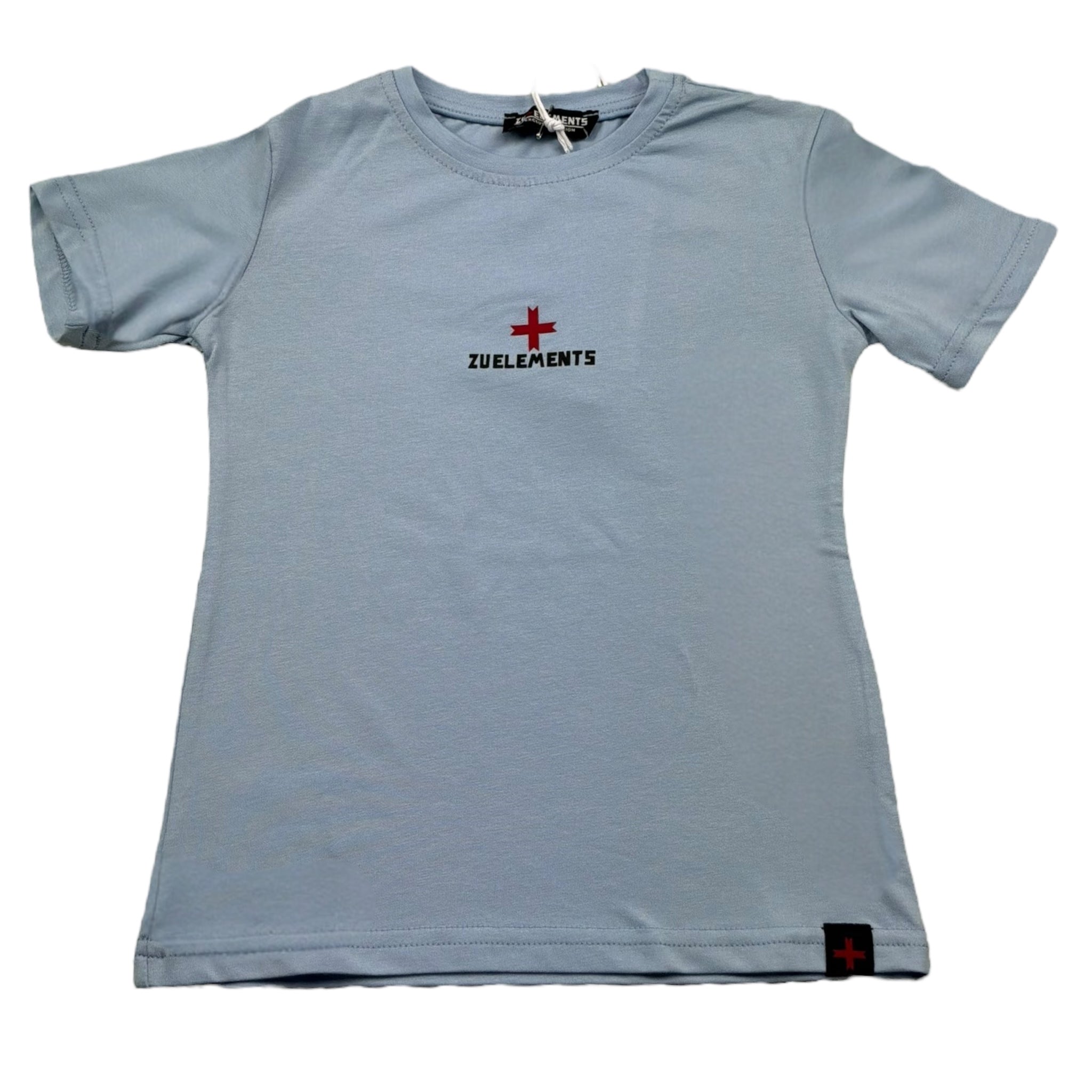 Zu+Elements T-Shirt Girocollo Tinta Unita con Logo per Bambino ZU218 AZZURRO ZU+ELEMENTS 