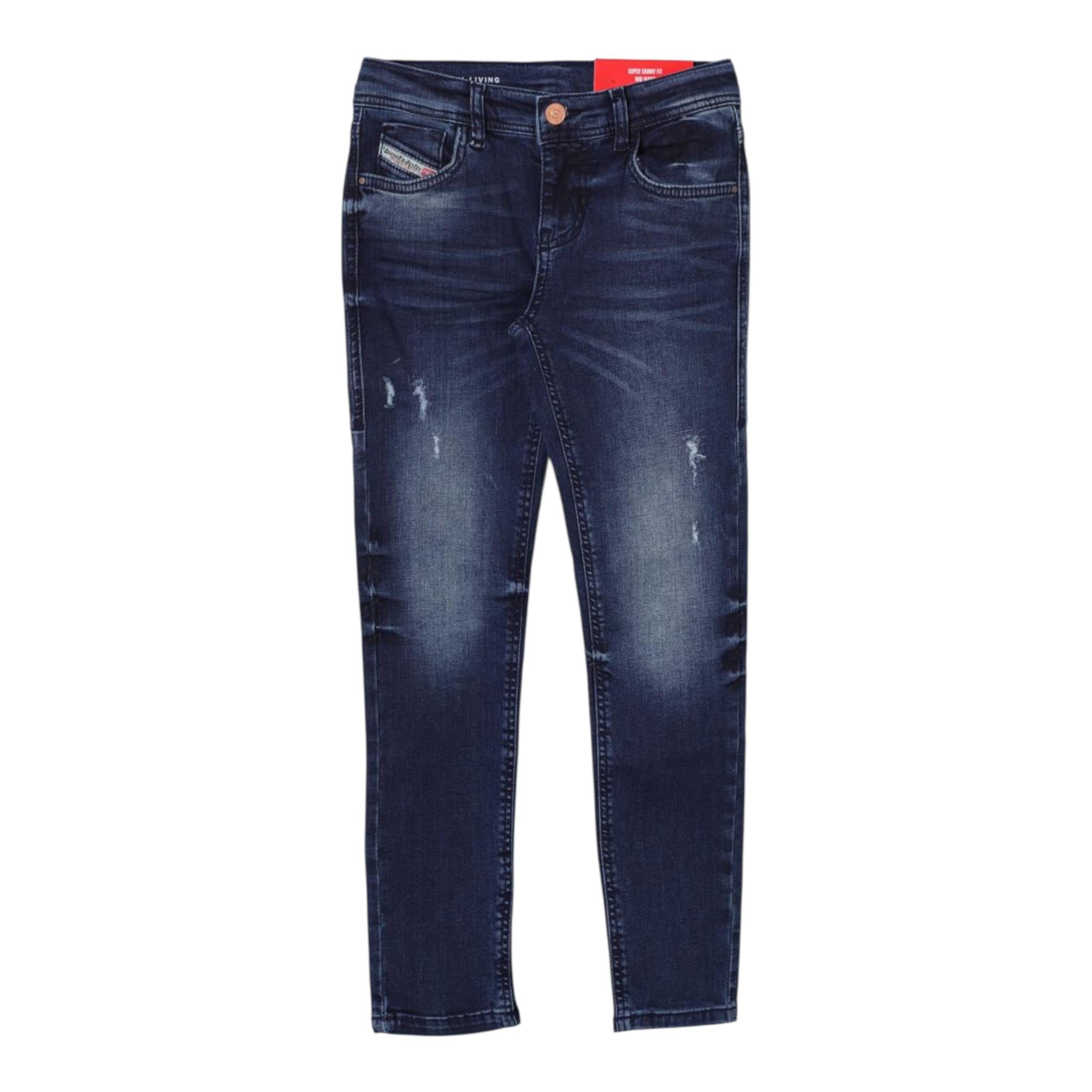 Diesel Jeans tinta unita con Girovita Regolabile Blu per Bambino J00813 BLU DIESEL 