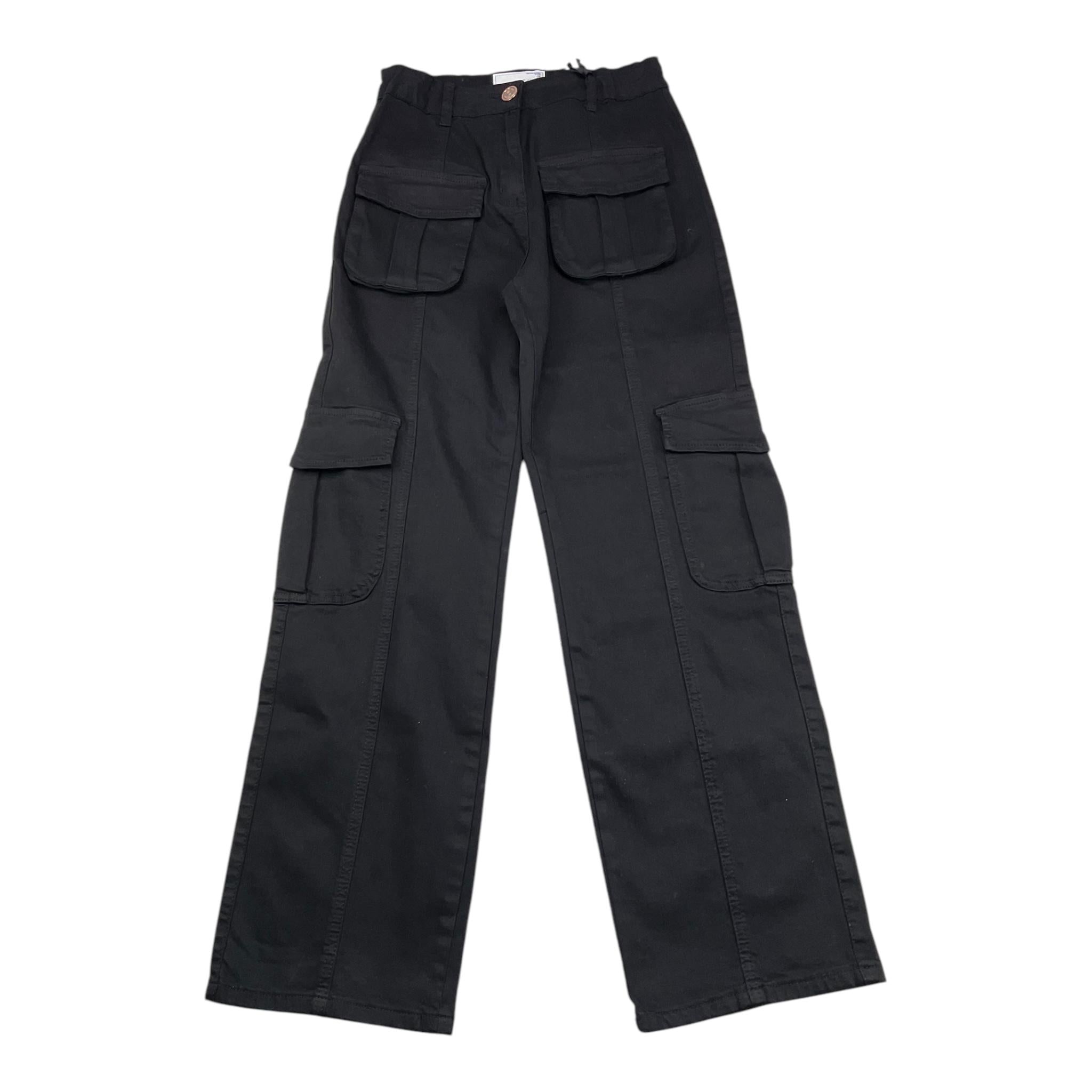 TO be too pantalone tinta unita modello cargo a palazzo Nero per Bambina TFJF24P509 NERO TO be too 