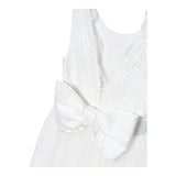 Abel & Lula Abito Tinta Unita Giromanica con Ricami per Bambina 5033 BIANCO ABEL & LULA 