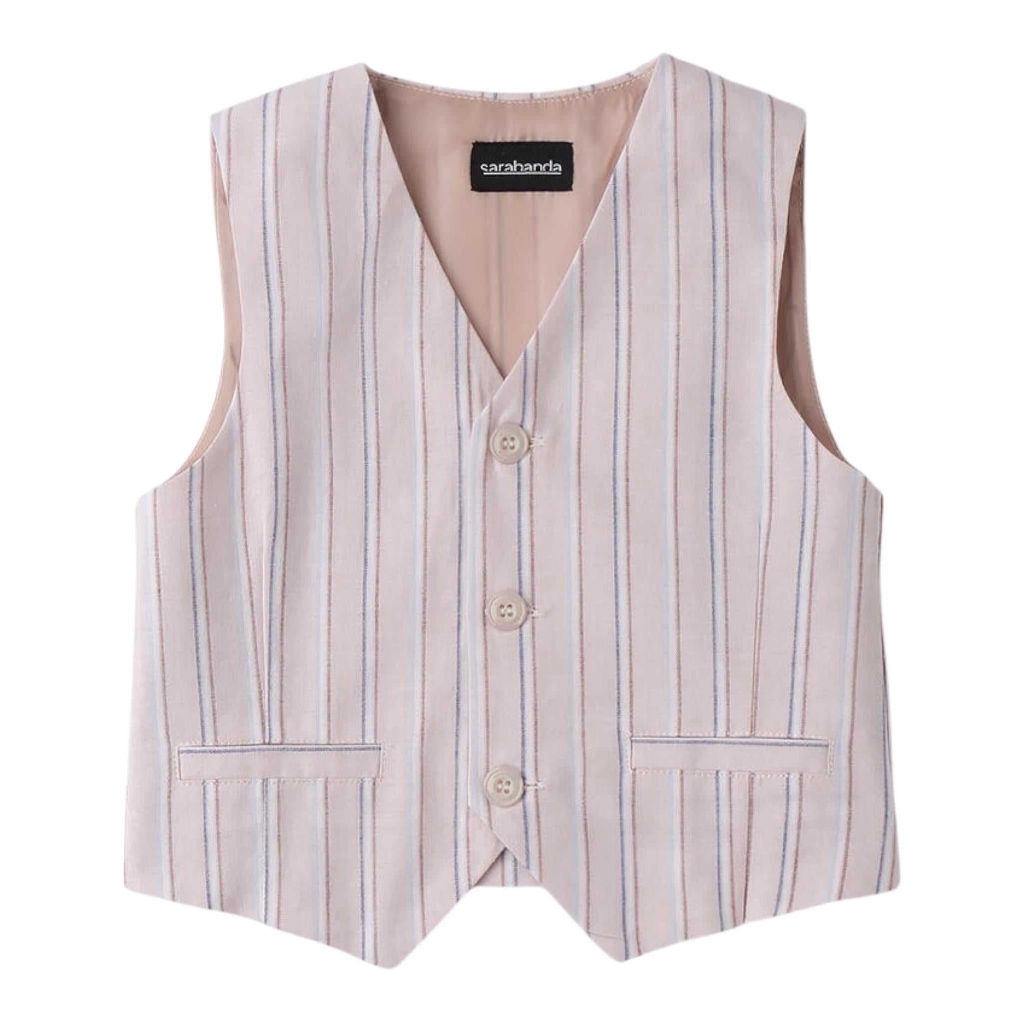 Sarabanda Gilet Tinta Unita Fantasia A Righe per Bambino 0B072 BEIGE SARABANDA 