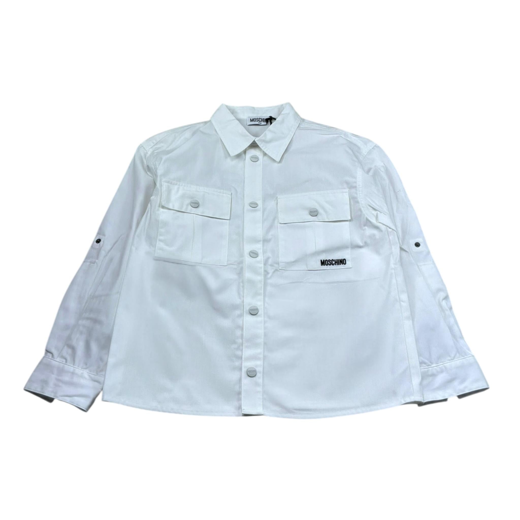 Moschino Camicia Tinta Unita con Taschino  per Bambina HUC01U BIANCO MOSCHINO 