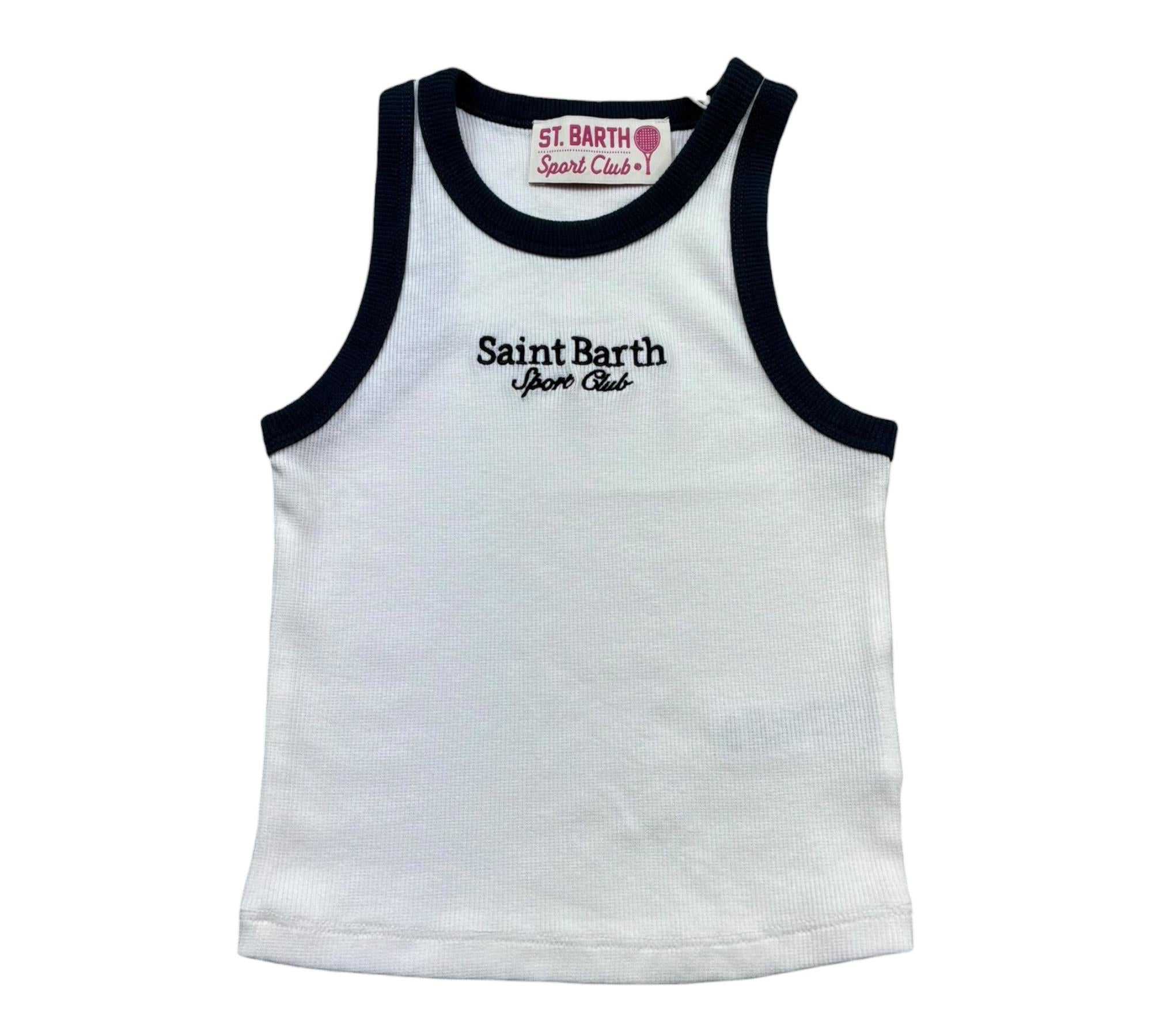 Saint Barth Canotta Tinta Unita con Stampa per Bambina BLUE BIANCO SAINT BARTH 