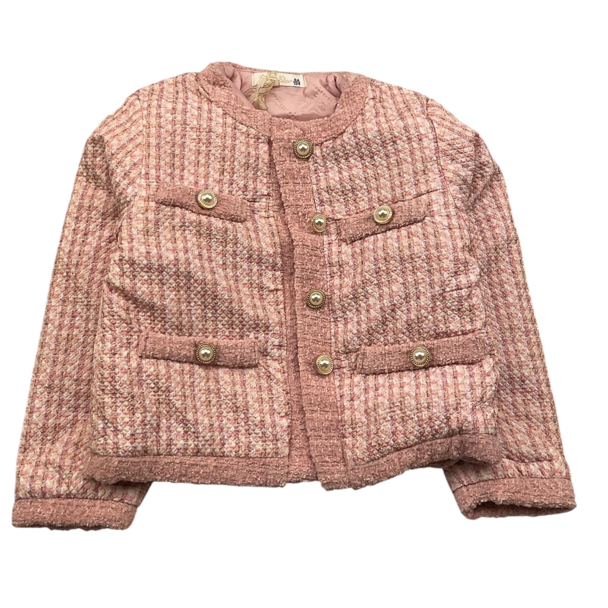 MONO STAR giacca tinta unita cn bottoni Rosa per Bambina 19009 ROSA MONO STAR 