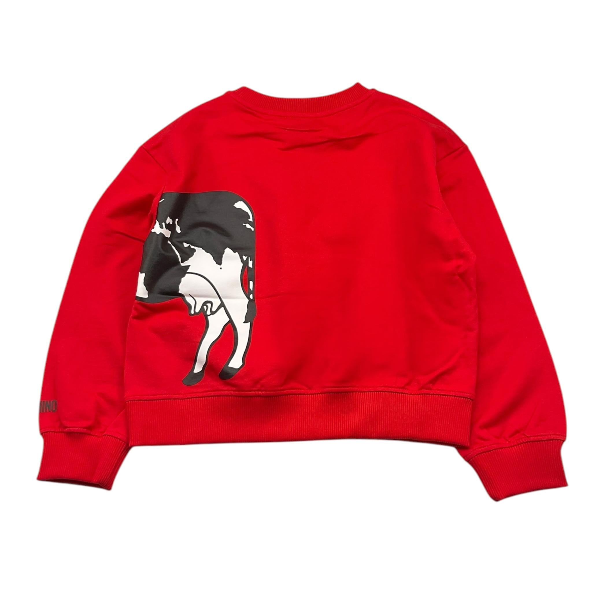 MOSCHINO felpa girocollo tinta unita con stampa Rosso per Bambina HPF07Y ROSSO MOSCHINO 