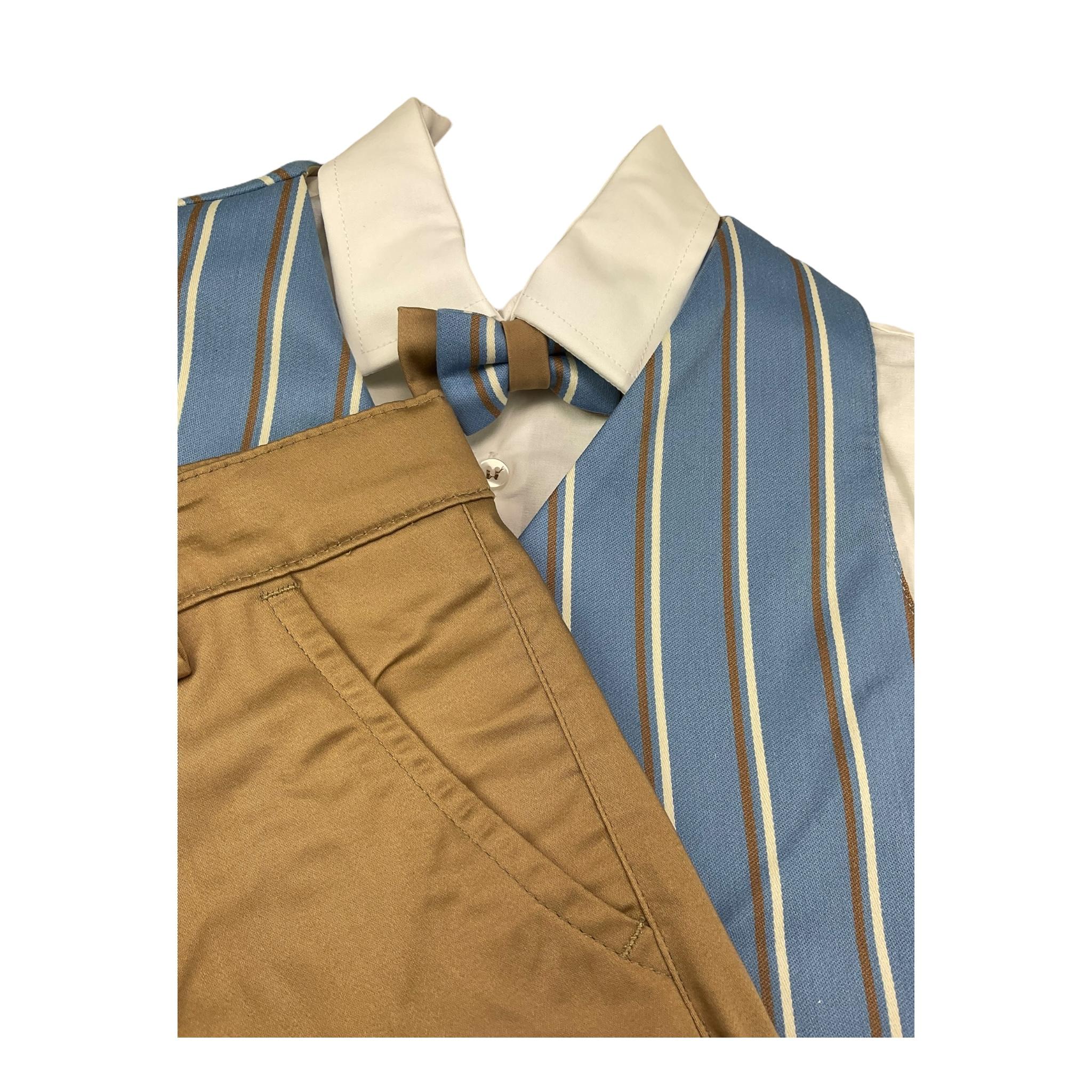 Mai'S Kids Completo 4 Pezzi Camicie-Gilet.Pantalone-Papillon per Bambino FRANK AZZURRO MAI'S KIDS 